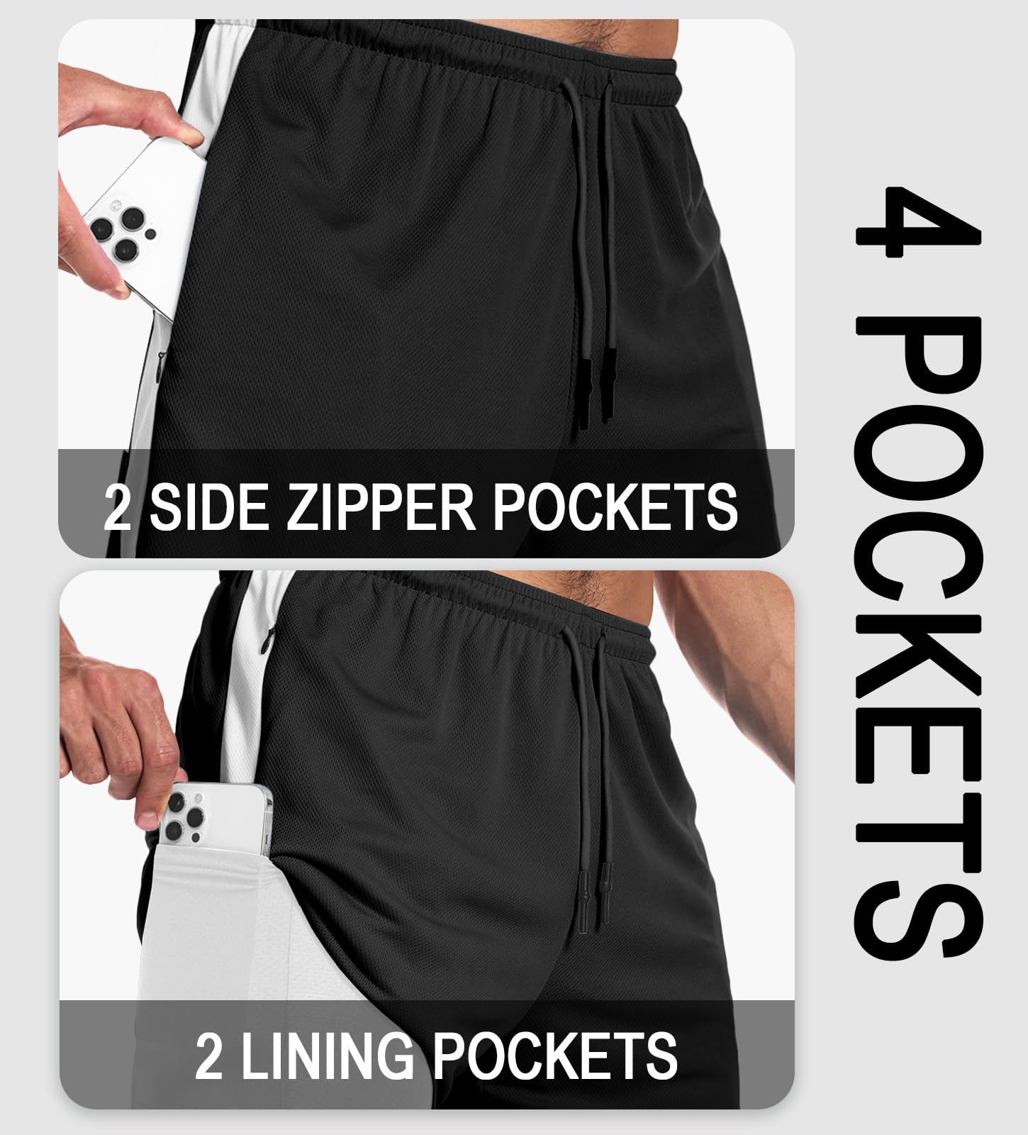 Aolesy Men's 2-in-1 Running Shorts - Quick Dry 5