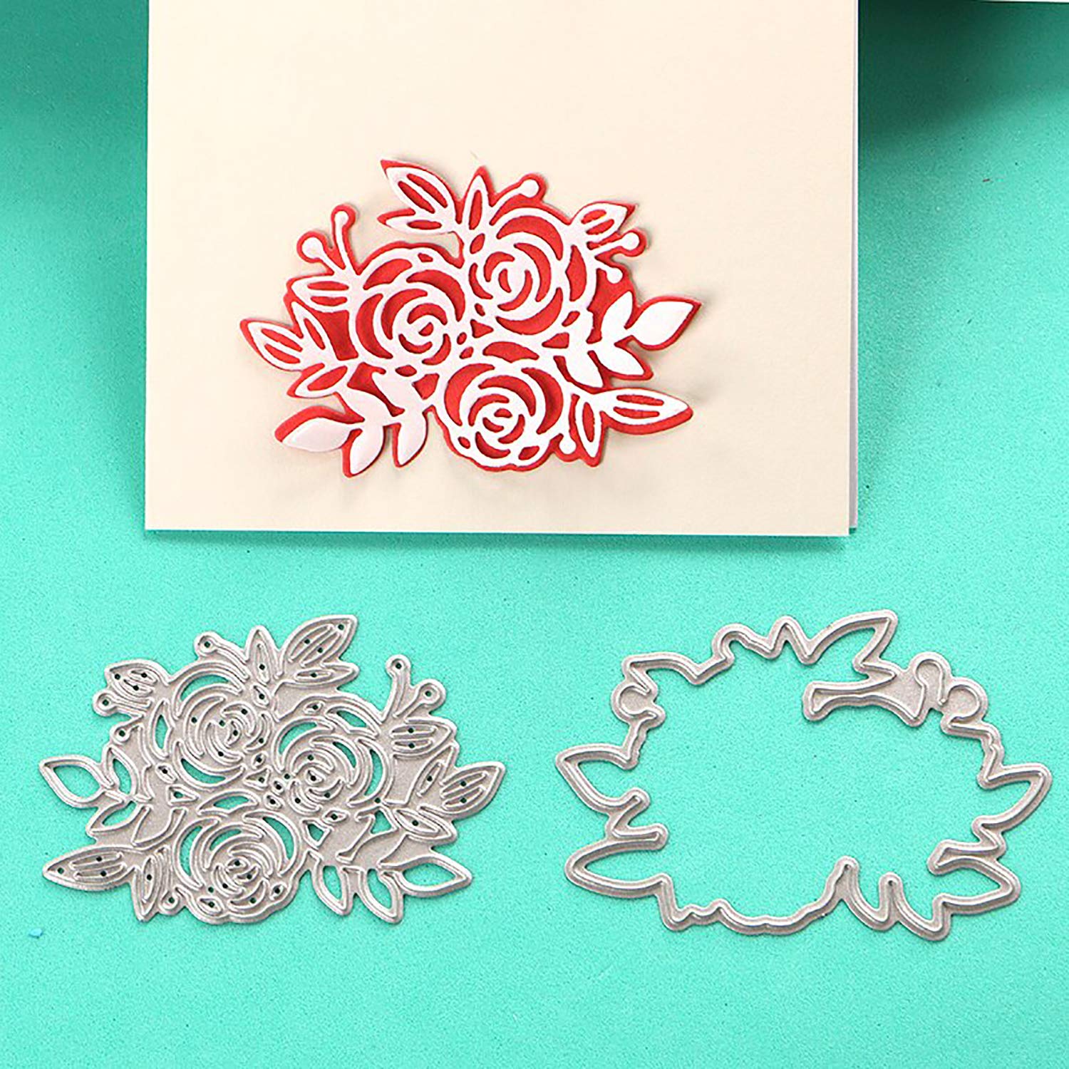 Rose Flower Blossom Floral Metal Cutting Dies - DIY Scrapbook Paper Album Embellishments for Card Making, Invitations, and Home Decor Crafts