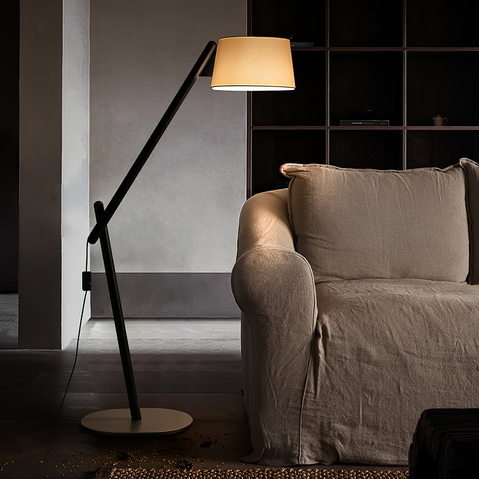 Modern Lean Pivot Floor Lamp - Adjustable LED Reading Light for Living Room, Bedroom & Office - Dimmable Standing Lamp with Flexible Gooseneck Design - Perfect for Reading, Working & Relaxing