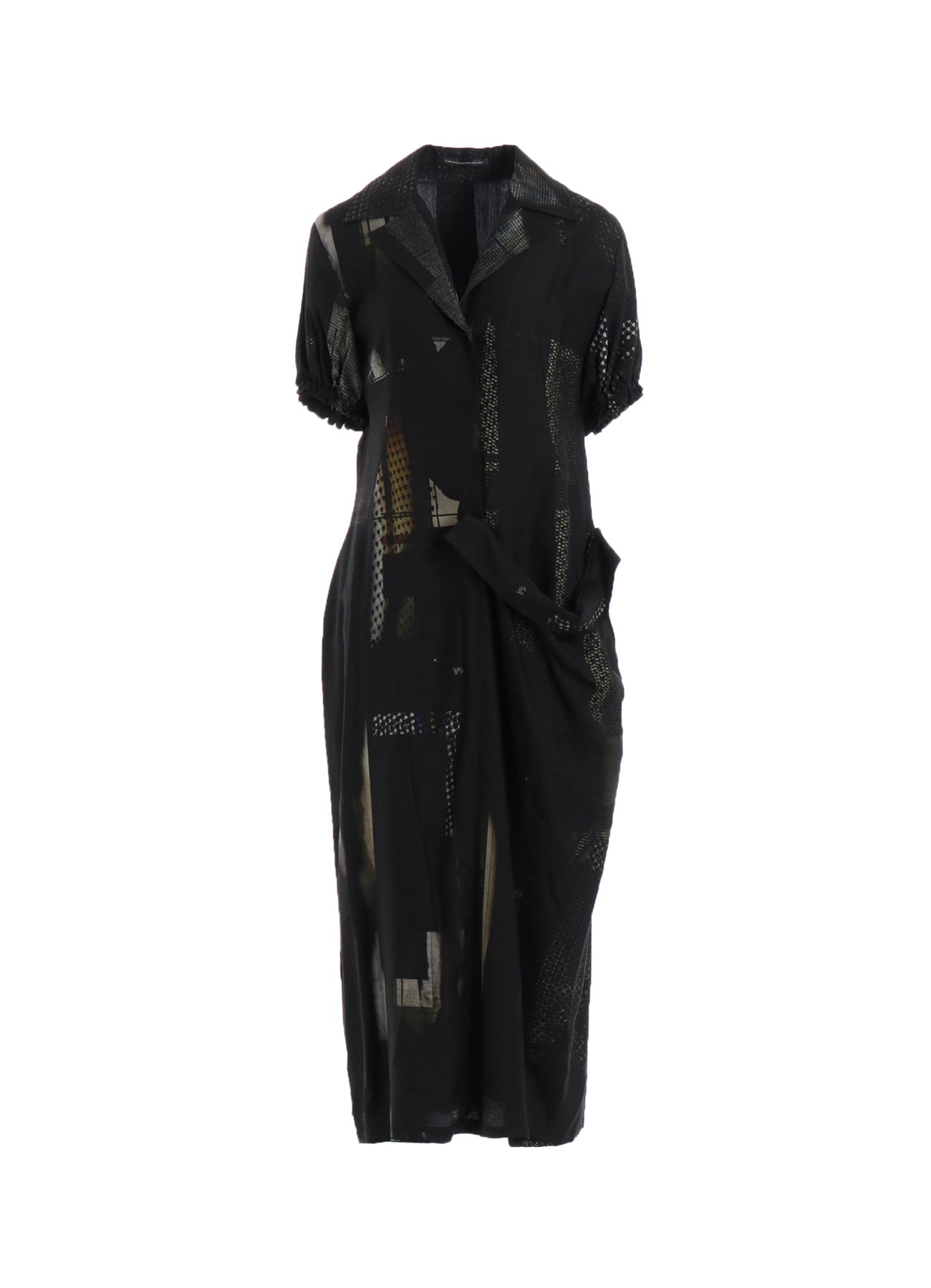 CU/DUNGAREE Twill Dark Neon Print Left Side Gathered Dress - Stylish Women's Fashion for Casual Outings, Parties & Summer Events