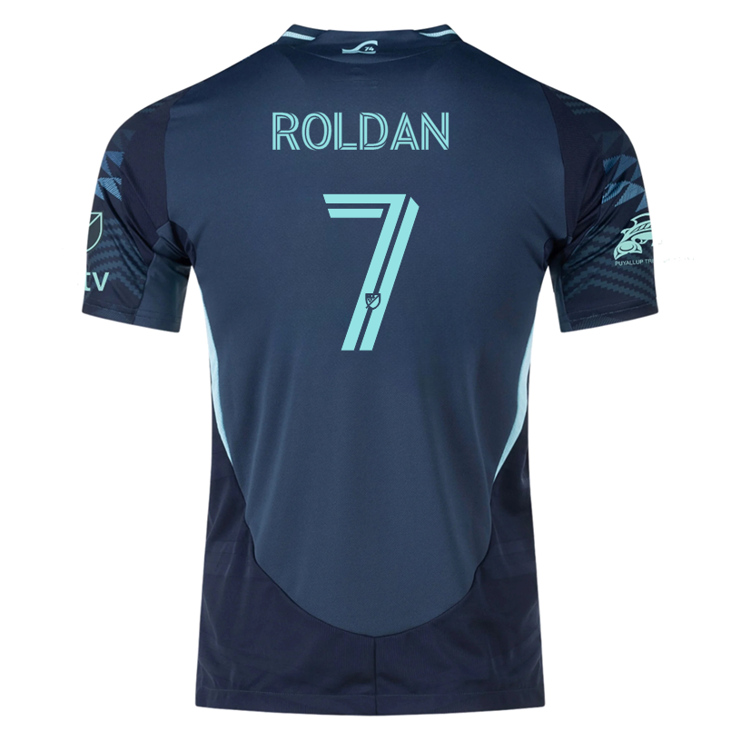 Adidas C. Roldan Seattle Sounders Authentic Away Soccer Jersey 25/26 with MLS Patches & Sponsor (Aura Ink) - Perfect for MLS Games, Fan Events & Soccer Enthusiasts