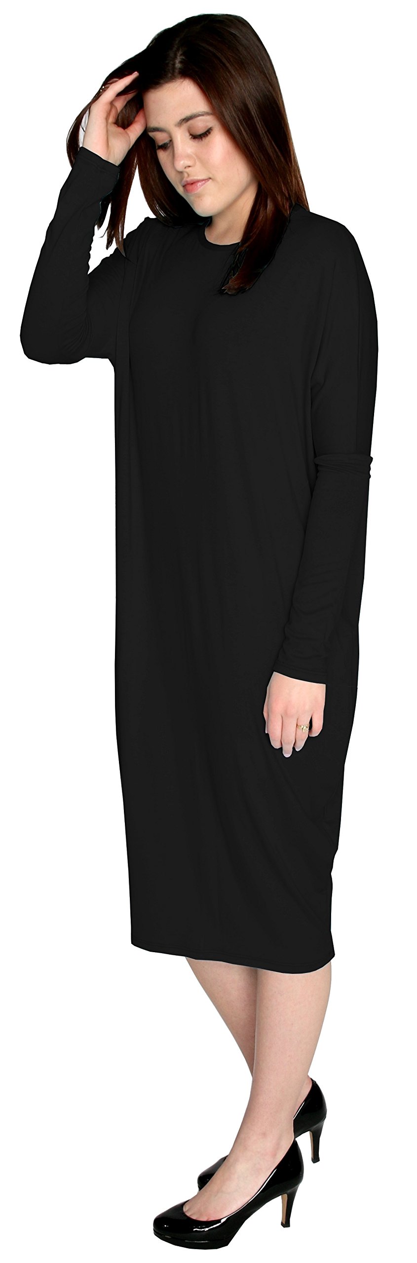 BABY O Women's Basic Modest Cover Up Dress - Comfortable Midi Long Cocoon Style - Made in USA - Perfect for Beach Cover Ups, Church Wear & Casual Outings