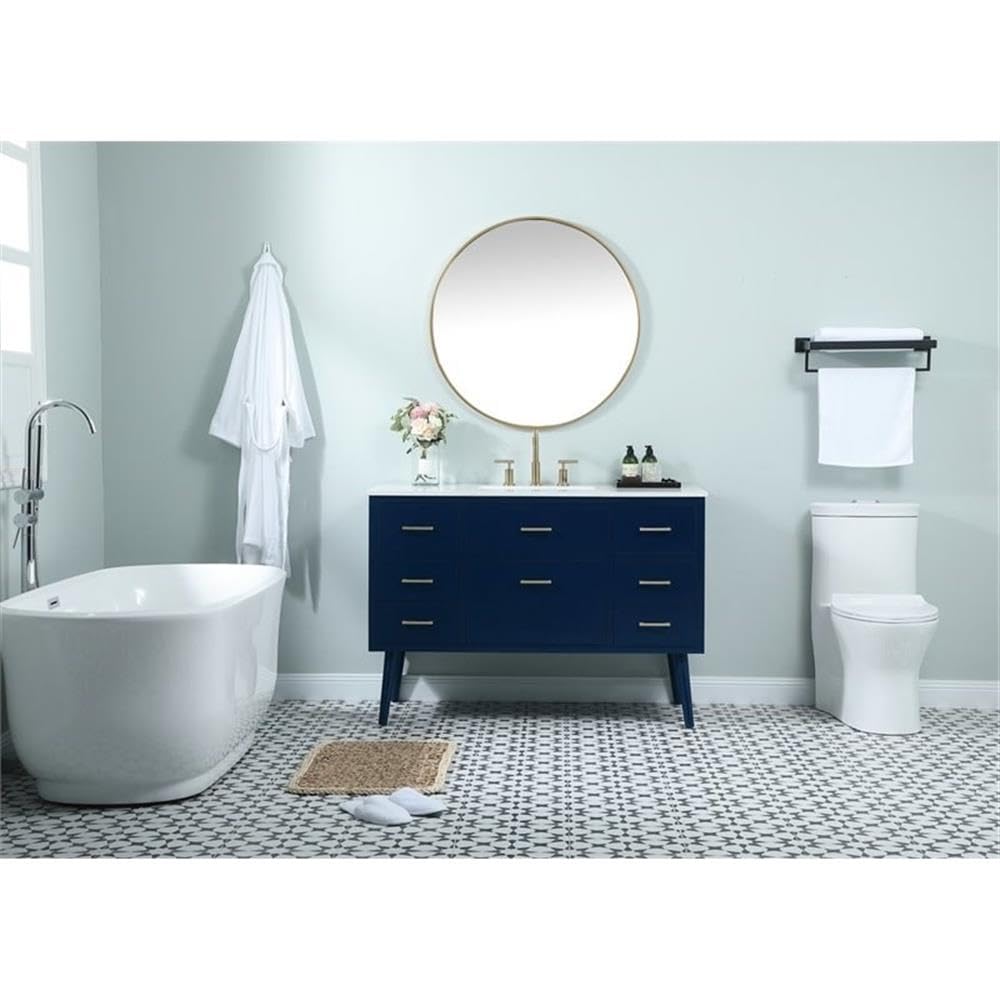 48 Inch Blue Bathroom Vanity Cabinet with Sink - Modern Elegant Kitchen & Bath Storage for Small Spaces | Perfect for Master Bath, Guest Bathroom Remodeling