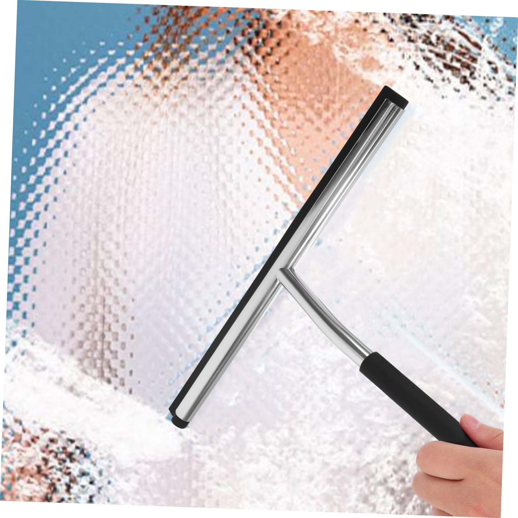 SOLUSTRE 3-Pack Glass Wiper Tool - Multifunctional Silicone Spatula for Window Cleaning, Stainless Steel Handle - Perfect for Home, Office & Car Window Cleaning