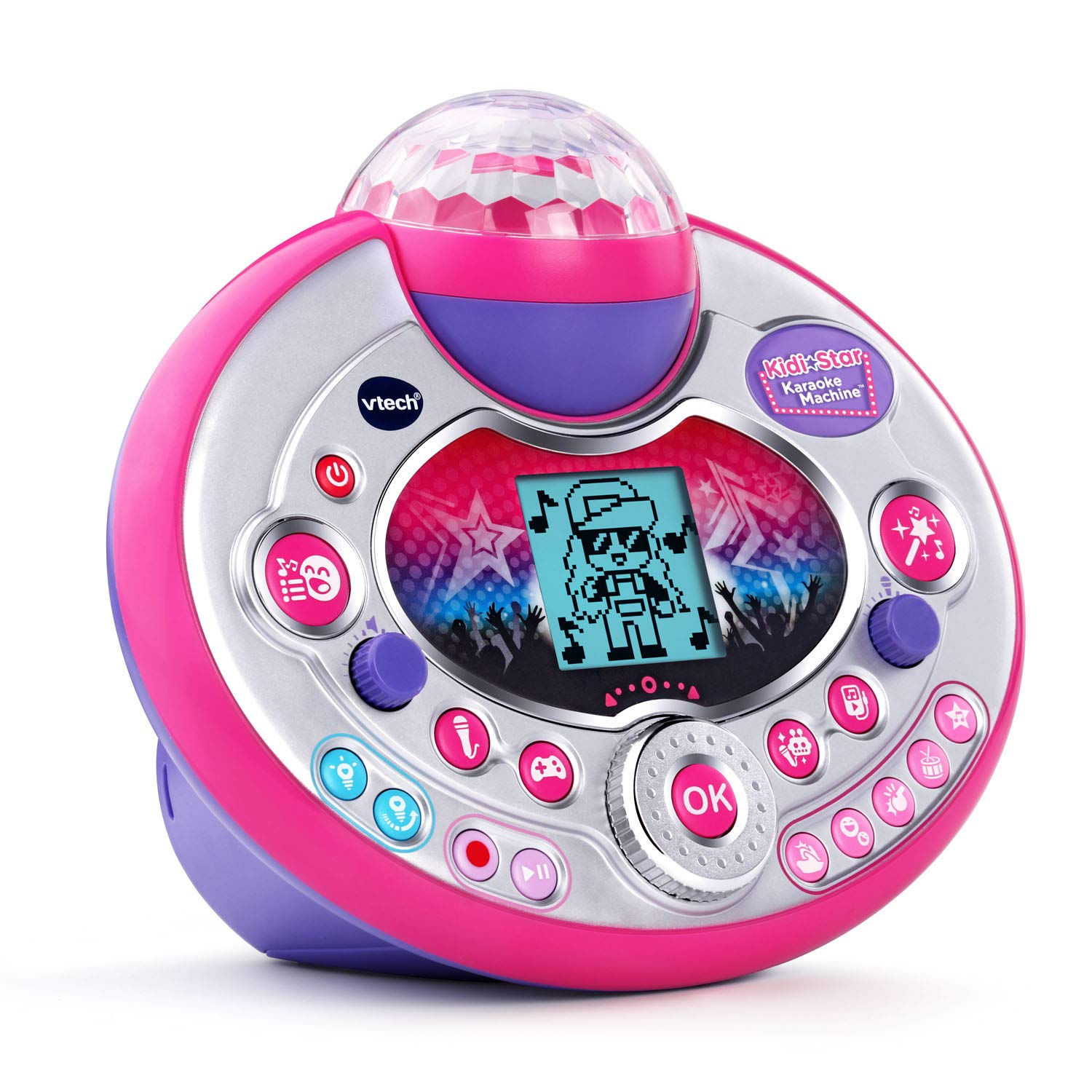VTech KidiStar Karaoke Machine for Kids - Pink & Purple Wireless Microphone Singing Toy with Bluetooth, LED Lights & Voice Effects - Perfect for Birthday Parties, Family Gatherings & Home Entertainment