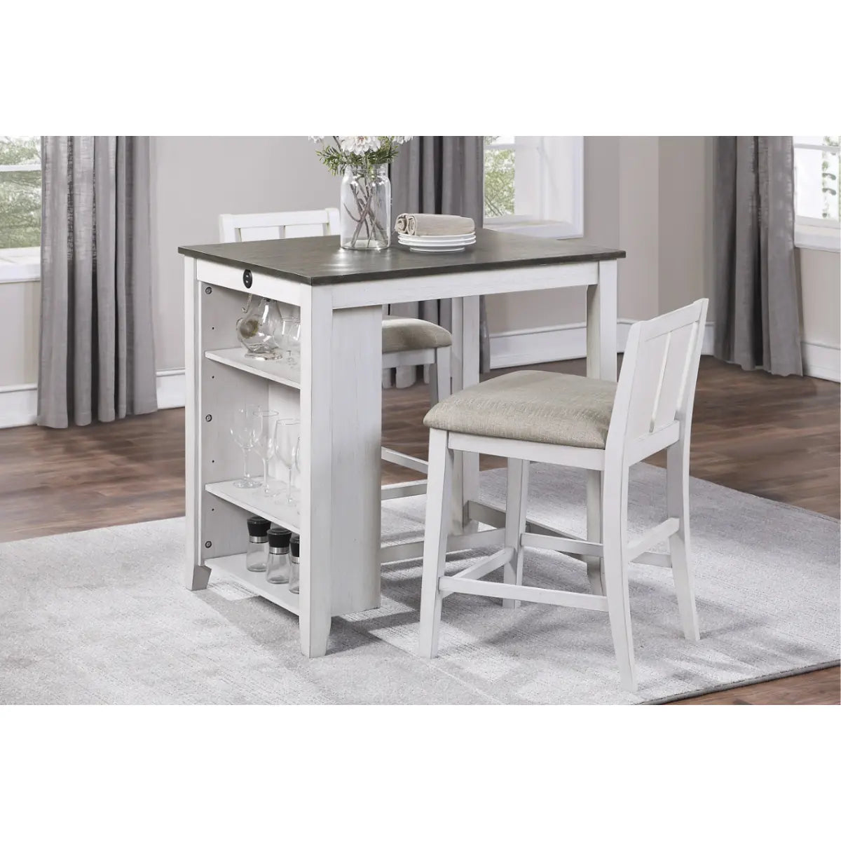 Daye Counter Height Dining Set 5773WH - 5-Piece Modern Kitchen Table & Stools for Breakfast Nook, Bar, Small Space - White Finish