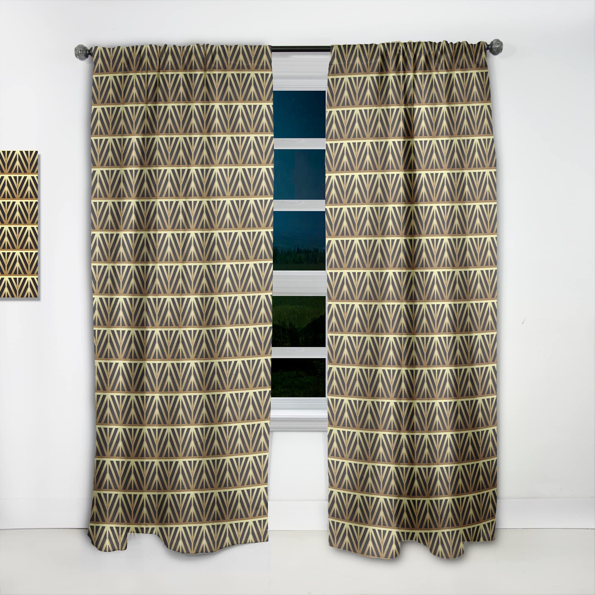 DesignQ Luxury Metallic Geometric Curtains - Thermal Insulated Single Panel (52x108 Inches) for Bedroom & Living Room - Elegant Gold Drapes for Home Decor & Blackout Needs