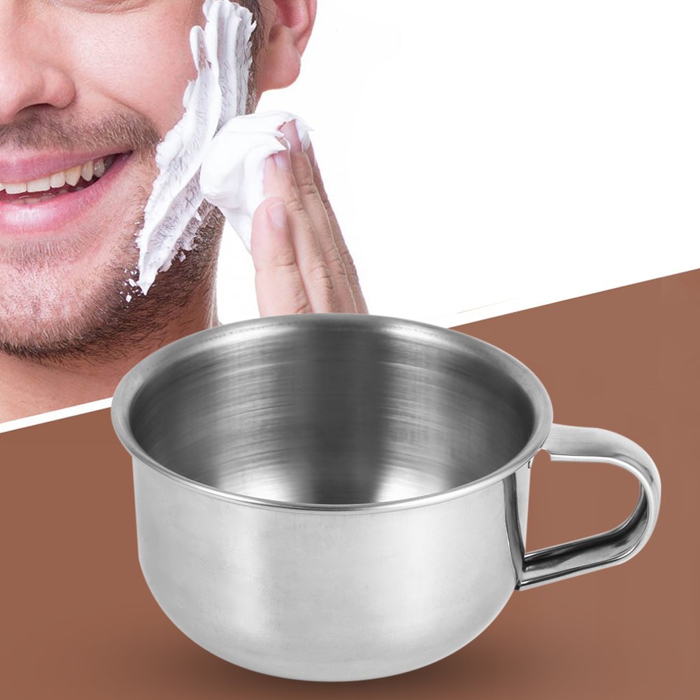 Premium Stainless Steel Shaving Soap Mug with Handle - Durable Brush Bowl for Men's Shaving Foam & Cream - Perfect for Wet Shaving, Barber Shops & Home Grooming Kits