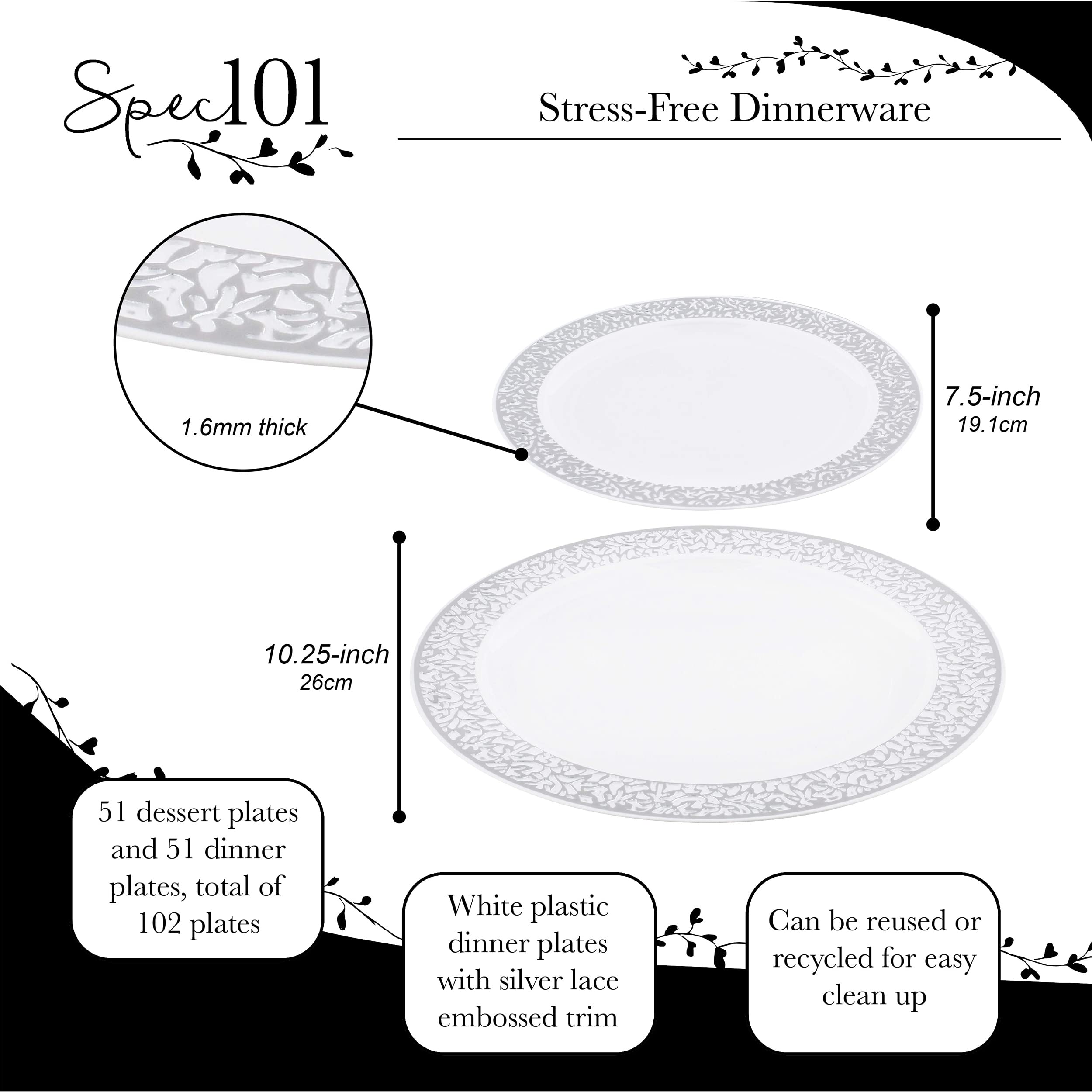 102-Piece Disposable Plastic Plates Set - 7.5