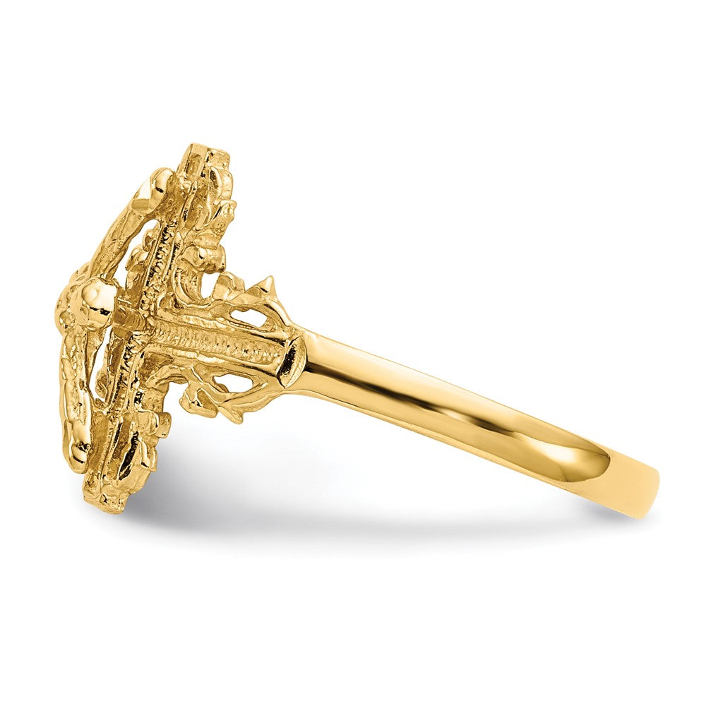 Gold Diamond Cut Crucifix Ring Model K4584 - Elegant Religious Jewelry for Men & Women - Perfect for Gifts, Weddings, and Everyday Wear