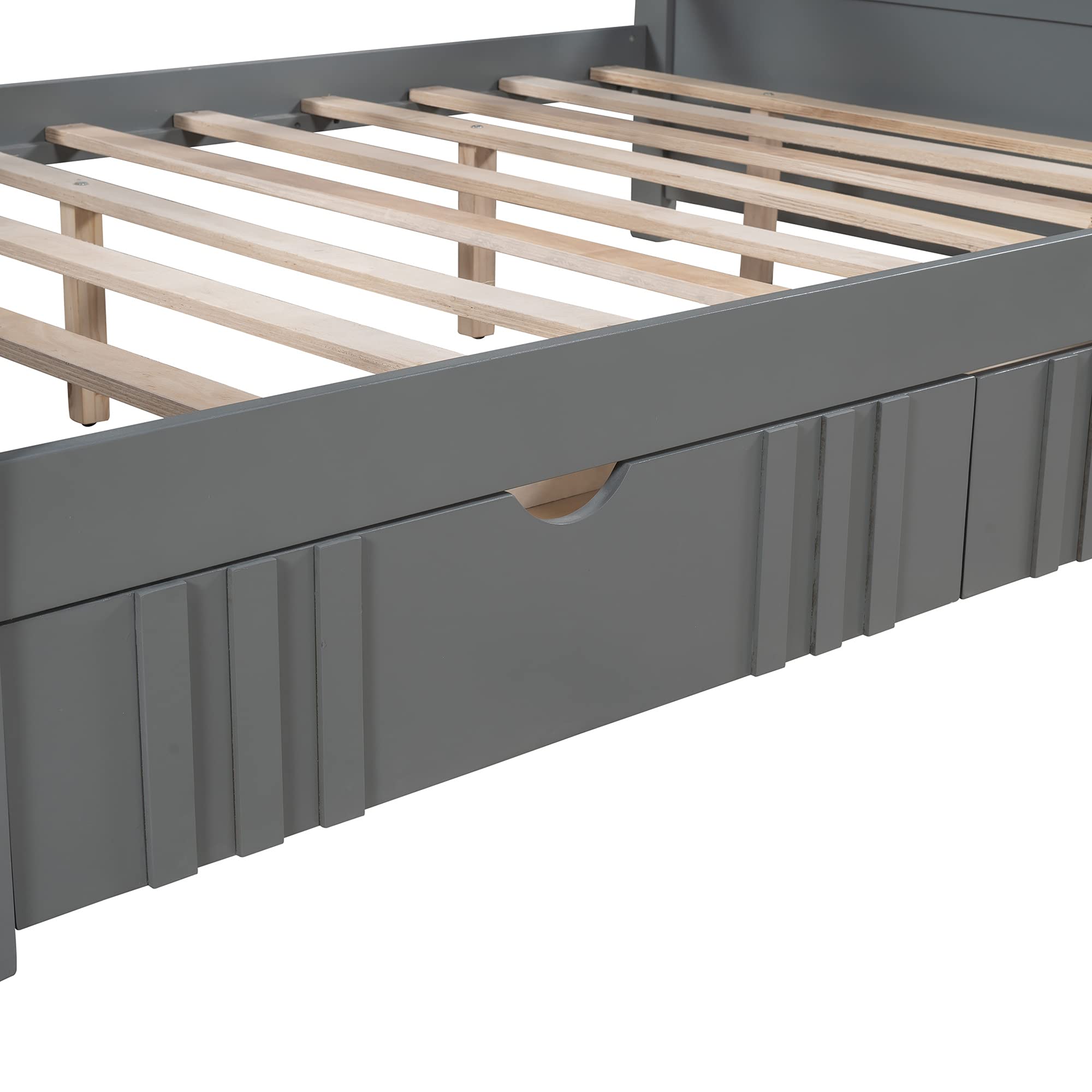 Full Size Daybed with 2 Storage Drawers - Convertible Wooden Sofa Bed for Bedroom & Living Room - Low Platform Bed with Storage - Perfect for Kids, Teens & Guest Rooms (Gray) - Ideal for Small Spaces, Sleepovers & Multi-Functional Furniture Needs