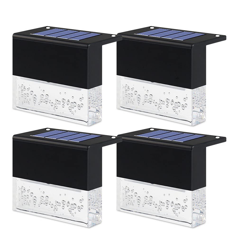 4Pcs LED Solar Step Lights Outdoor Waterproof - Solar Powered Fence & Wall Lights for Garden, Courtyard, Pathway, Stairs - Weatherproof Landscape Decorative Lighting for Nighttime Safety & Ambiance