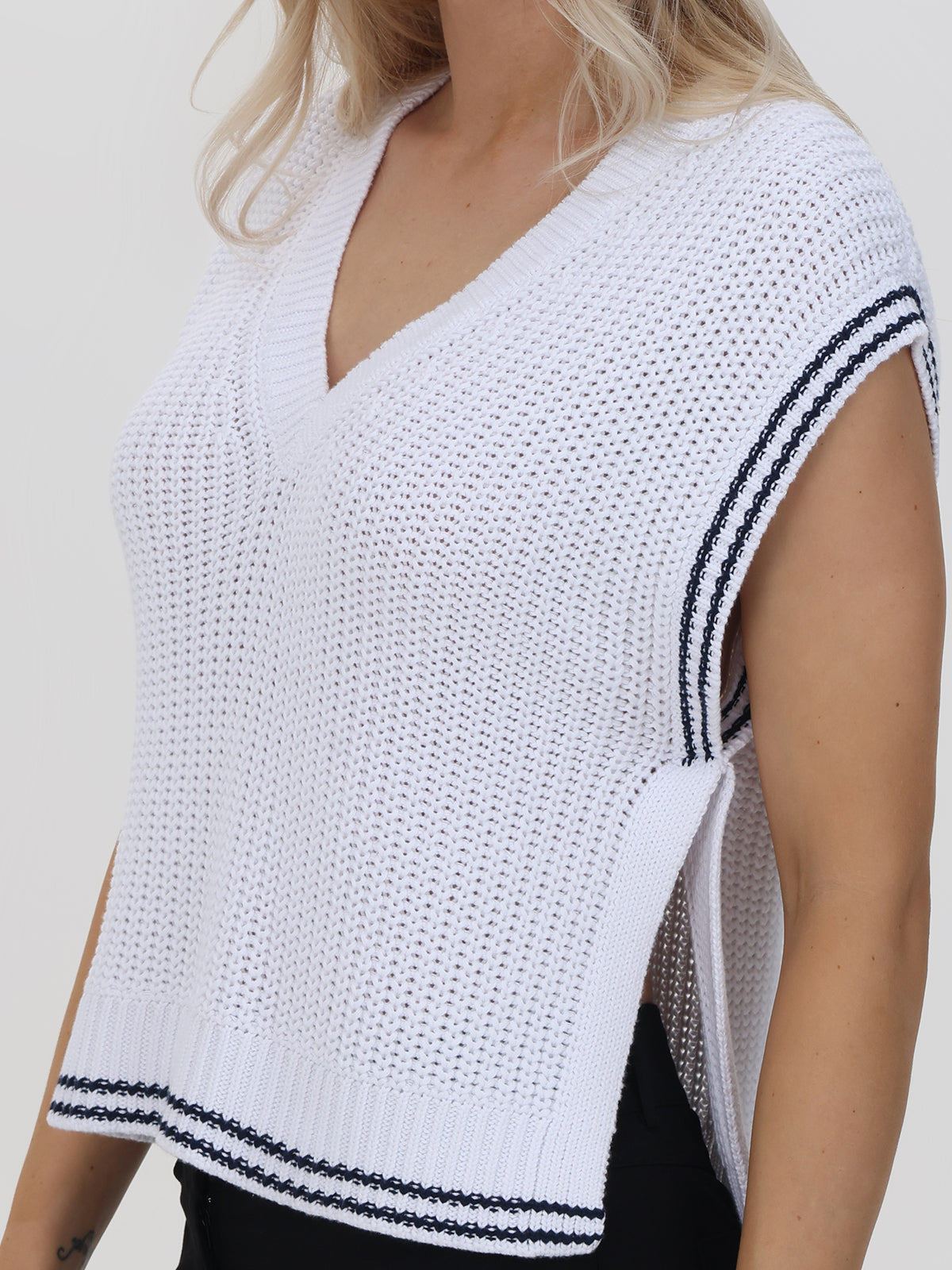 Lizzie Women's Cable Knit Varsity Vest - Stylish & Warm Layering Piece for Fall & Winter Outfits | Casual, Office & Outdoor Wear