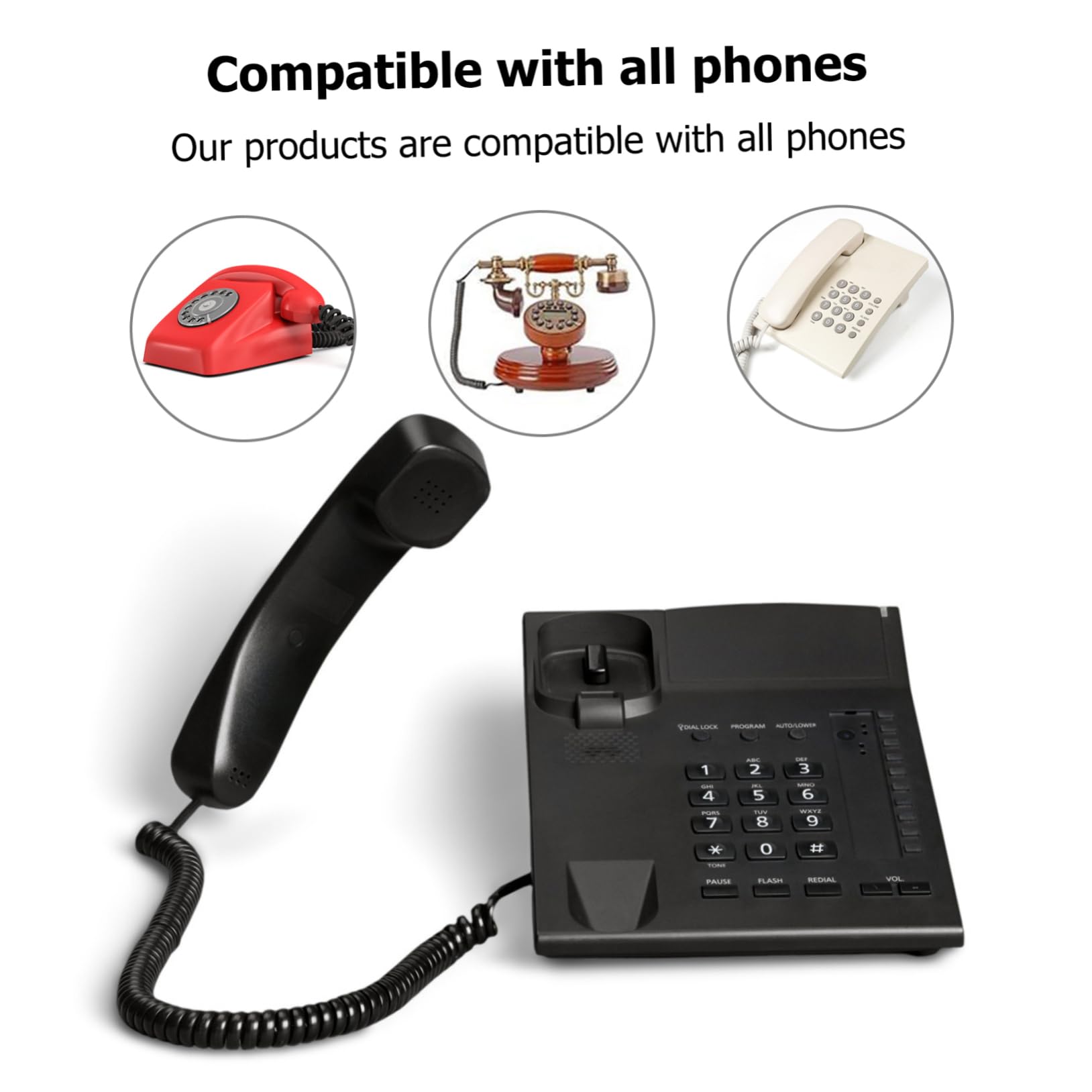 DOITOOL 2-Pack Spiral Telephone Cords for Landline Phones - 6ft Coiled Handset Cable with Tangle-Free Design - Perfect for Home, Office, and Business Use