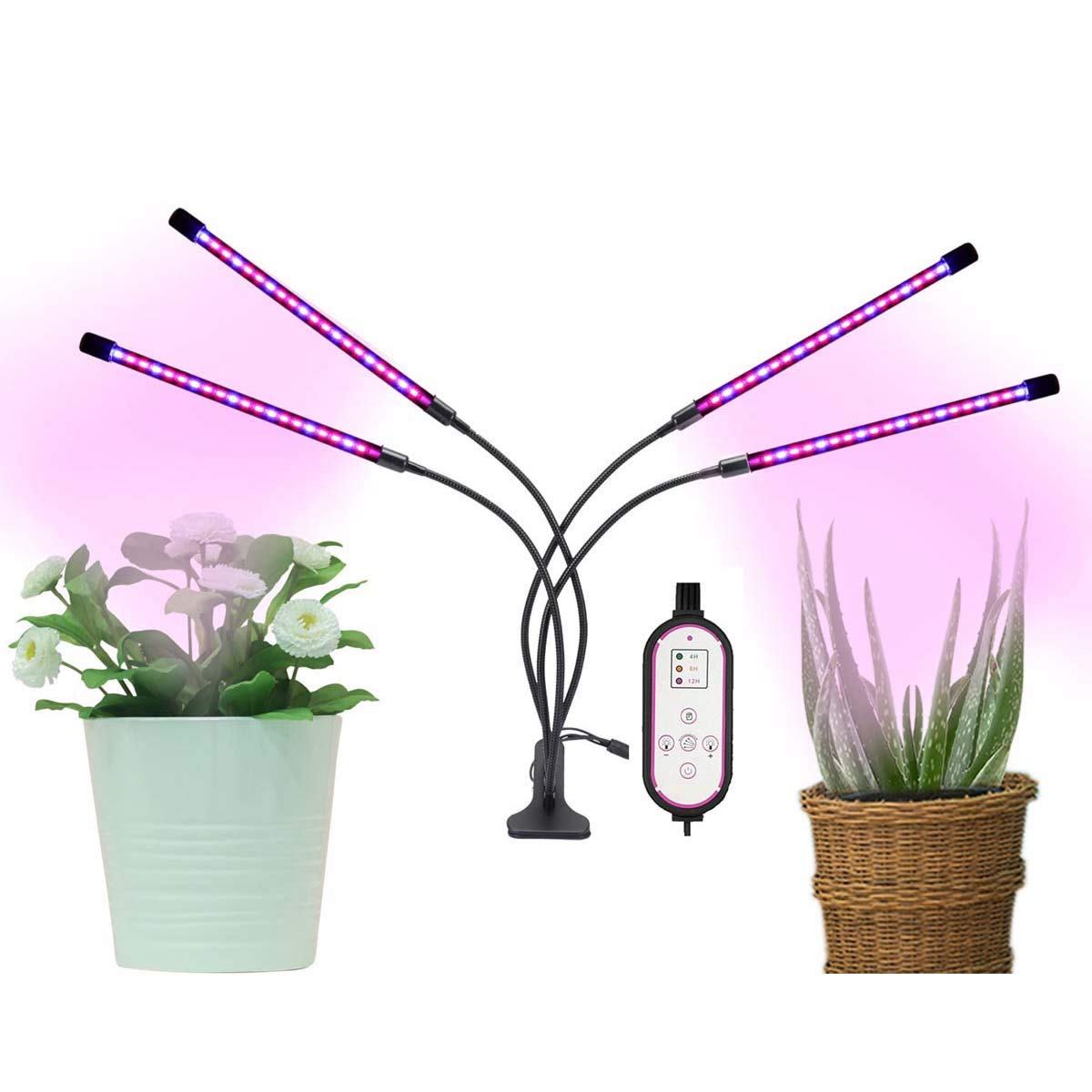 HYDL 80 LED Full Spectrum Grow Light for Indoor Plants - Auto On/Off Timer 3/9/12H, Adjustable Gooseneck Design - Perfect for Hydroponics, Seedlings & Houseplants