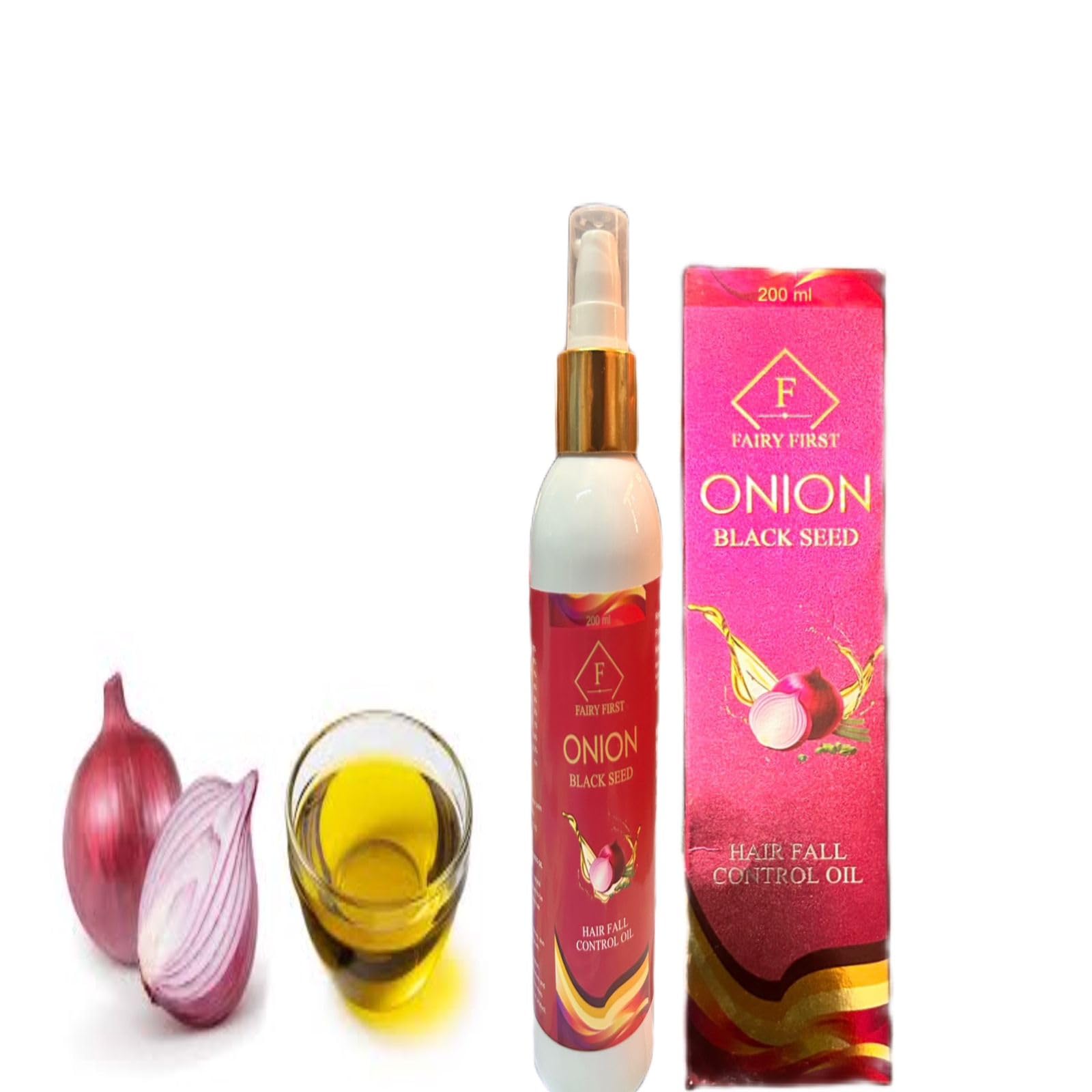 FAIRY FIRST Onion Hair Oil for Hair Growth & Hair Loss Treatment - 200ML with Natural Ingredients | Promotes Thicker, Stronger Hair | Perfect for Daily Scalp Massage & Damaged Hair Repair