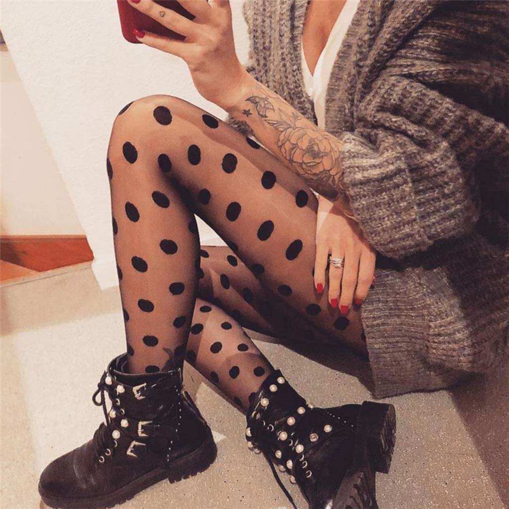 Youngy Women's Polka Dot Pantyhose - Sexy Printed Tights for Party & Office