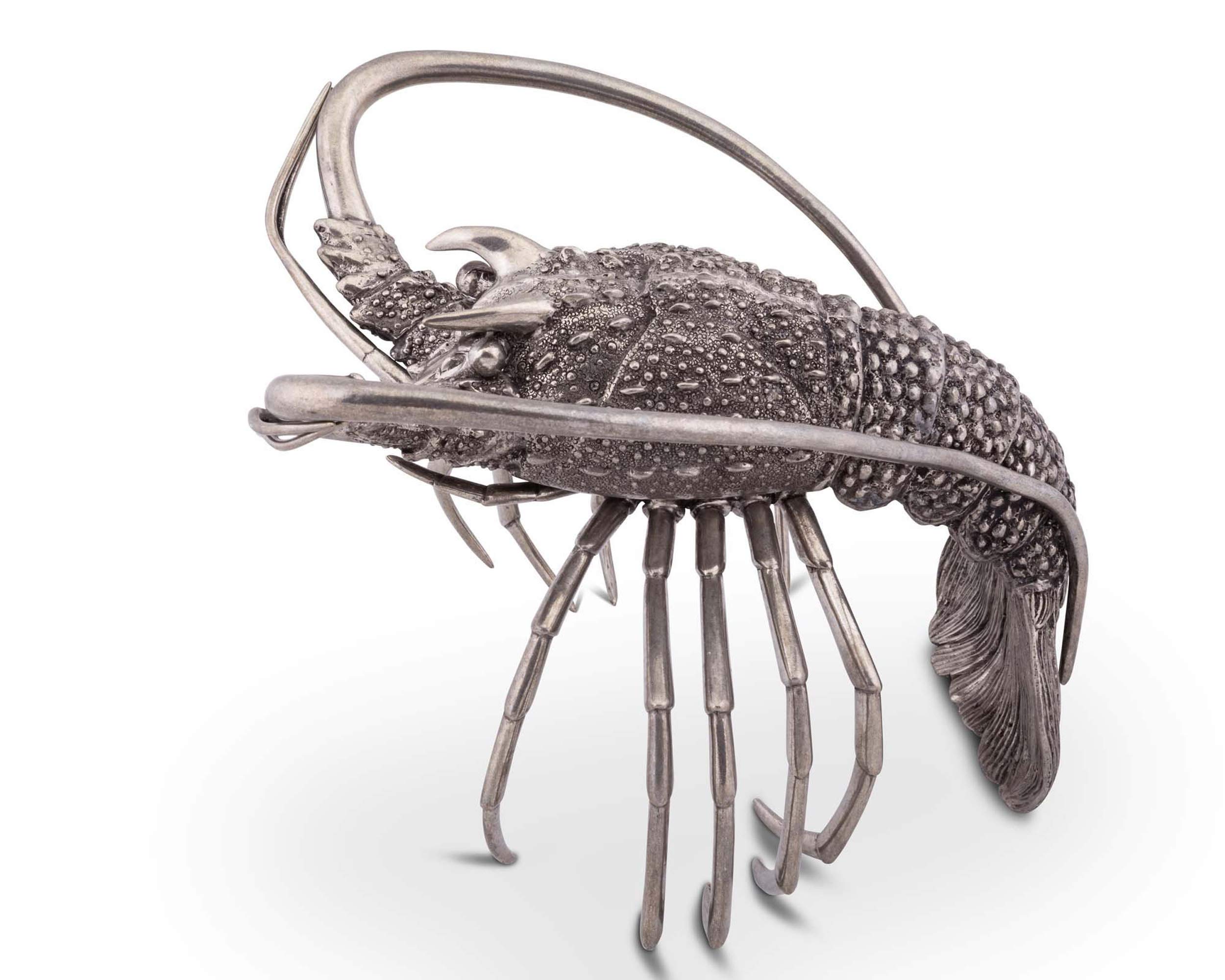 Vagabond House Pewter Lobster Metal Statuette - 12 Inch Long x 7 Inch Tall Decorative Sculpture for Coastal Home Decor, Beach House Accent, or Nautical Gift
