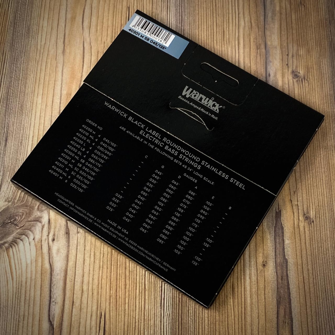 Warwick Black Label Stainless Steel Medium 5-String Bass Guitar Strings - Perfect for Rock, Jazz & Studio Recording