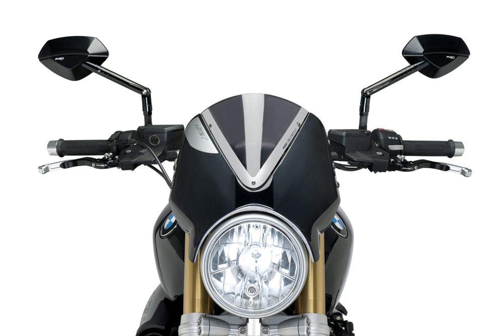 PUIG 7012F Racing Windscreen - Dark Smoke Motorcycle Windshield for Harley, Honda, Yamaha - High-Quality Protection for Long Rides & Touring