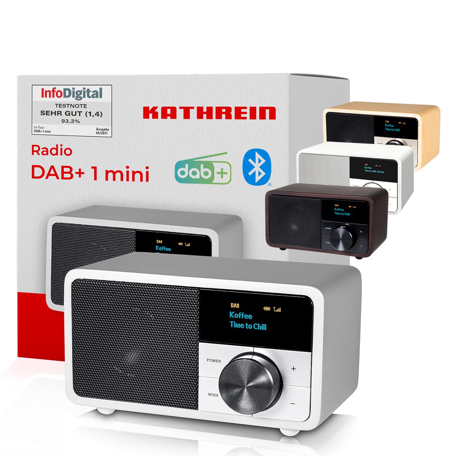 Kathrein Dab+1 Mini Silver - Portable Dab+/FM Radio with OLED Screen, Bluetooth Connectivity for Home & Travel | Perfect for Kitchen, Office, and Outdoor Use