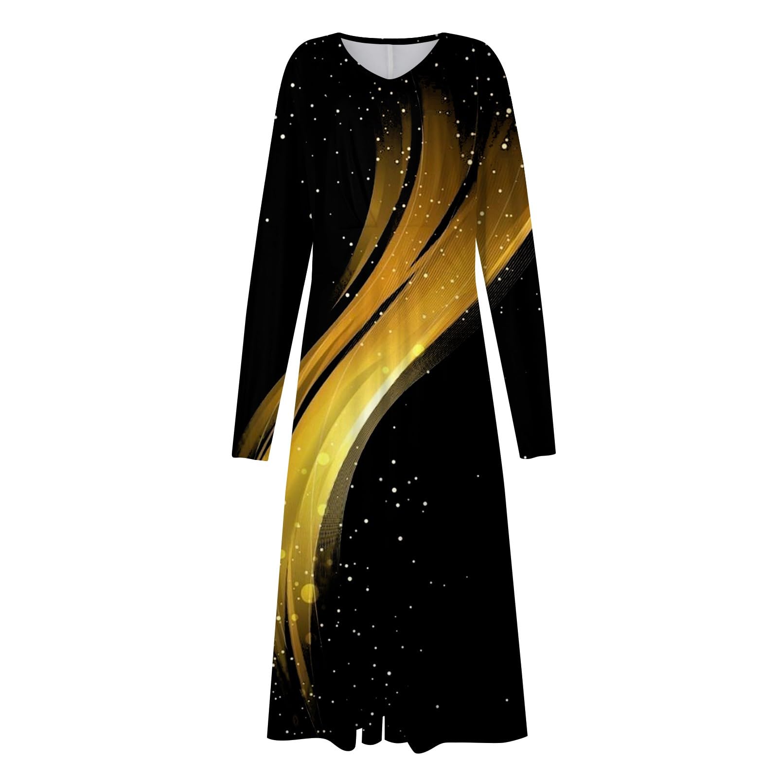 2024 Women's Fall Casual Long Sleeve V-Neck Maxi Dress - Floral Printed Boho Style Wedding Guest Dress for Autumn Parties, Date Nights & Special Occasions