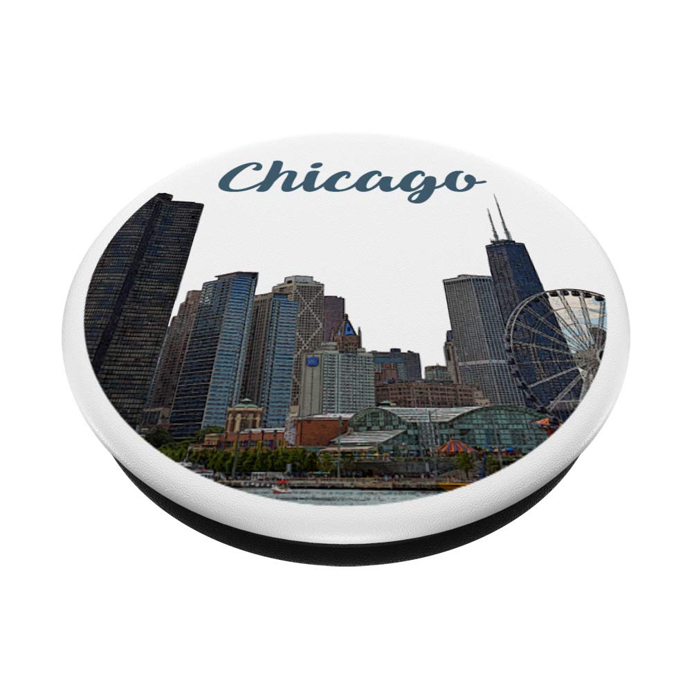 Chicago Skyline PopSockets PopGrip - Swappable Phone Grip & Stand for iPhone, Samsung, Tablets | USA Travel Gift, City Lover Accessory | Perfect for Commuting, Selfies, and Hands-Free Viewing