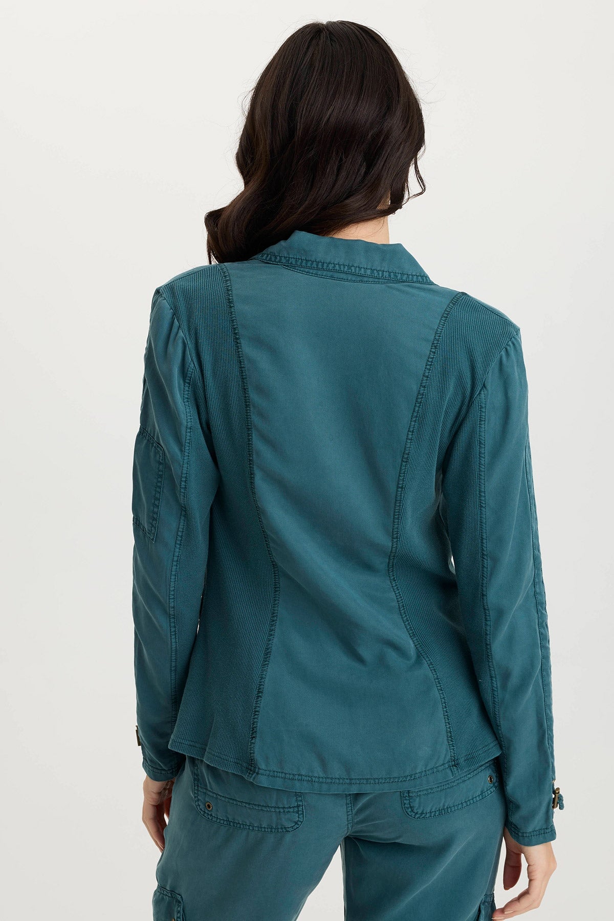 Stratford Twill & Jersey 3/4 Sleeve Blazer Jacket for Women - Office Wear, Business Casual, Spring & Fall Layering