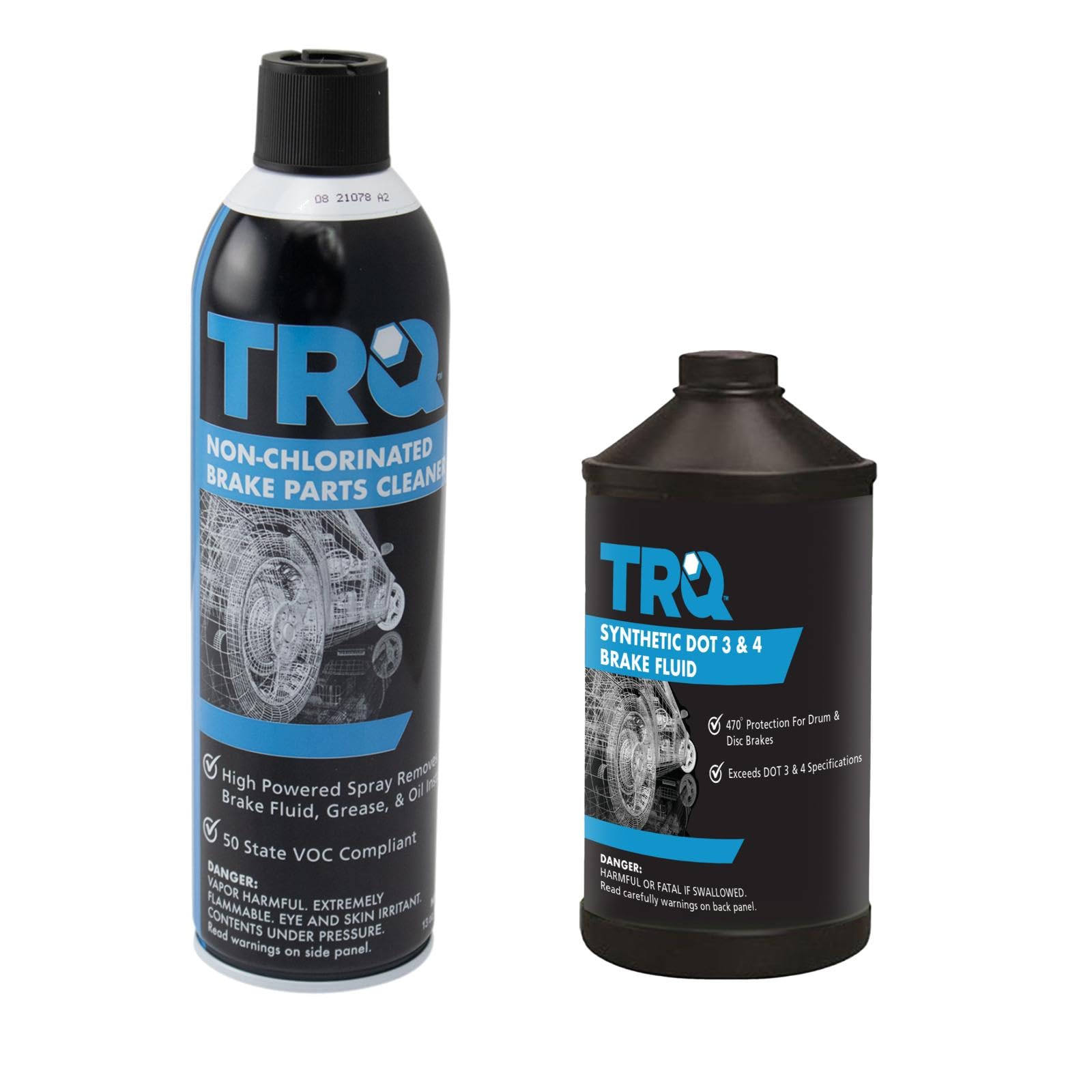 High-Performance TRQ Rear Ceramic Brake Pads with Rotors, Parking Shoes & Backing Plates - Includes Brake Fluid Kit | Perfect for Trucks, SUVs & Performance Vehicles | Smooth Stopping Power for Daily Commute & Off-Road Adventures