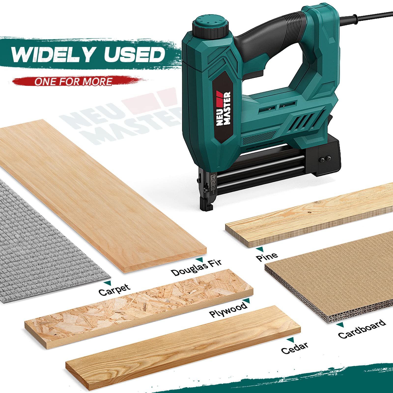 NEU MASTER 2-in-1 Electric Brad Nailer & Staple Gun for Woodworking, Upholstery, DIY Projects - Includes 1/4
