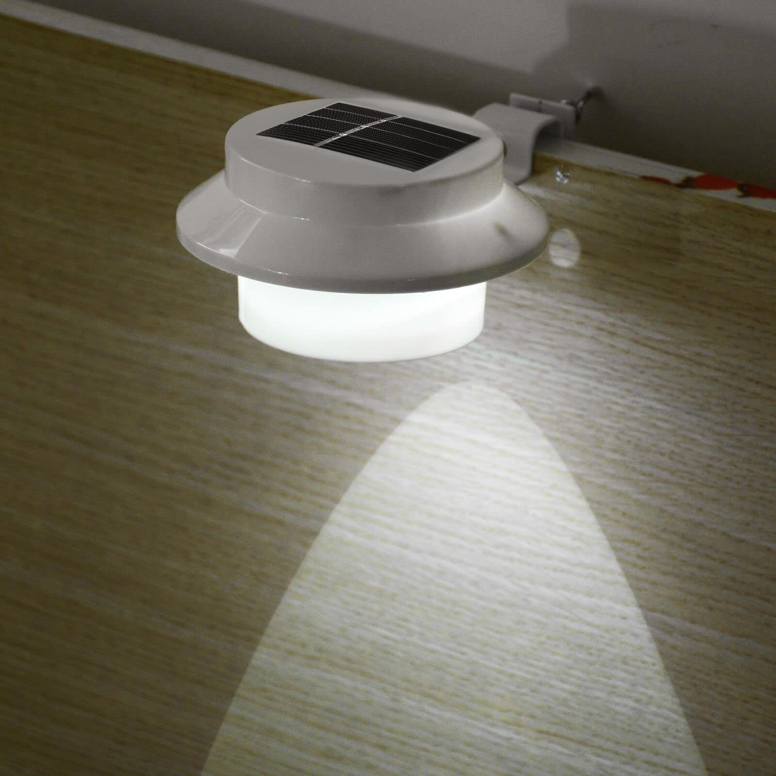 2Pcs Solar Gutter Lights - Waterproof Outdoor Garden Fence Wall Stair Lights for Deck, Yard & Step Lighting | White Solar Powered Landscape Lights for Home Exterior, Pathway & Garden Decoration
