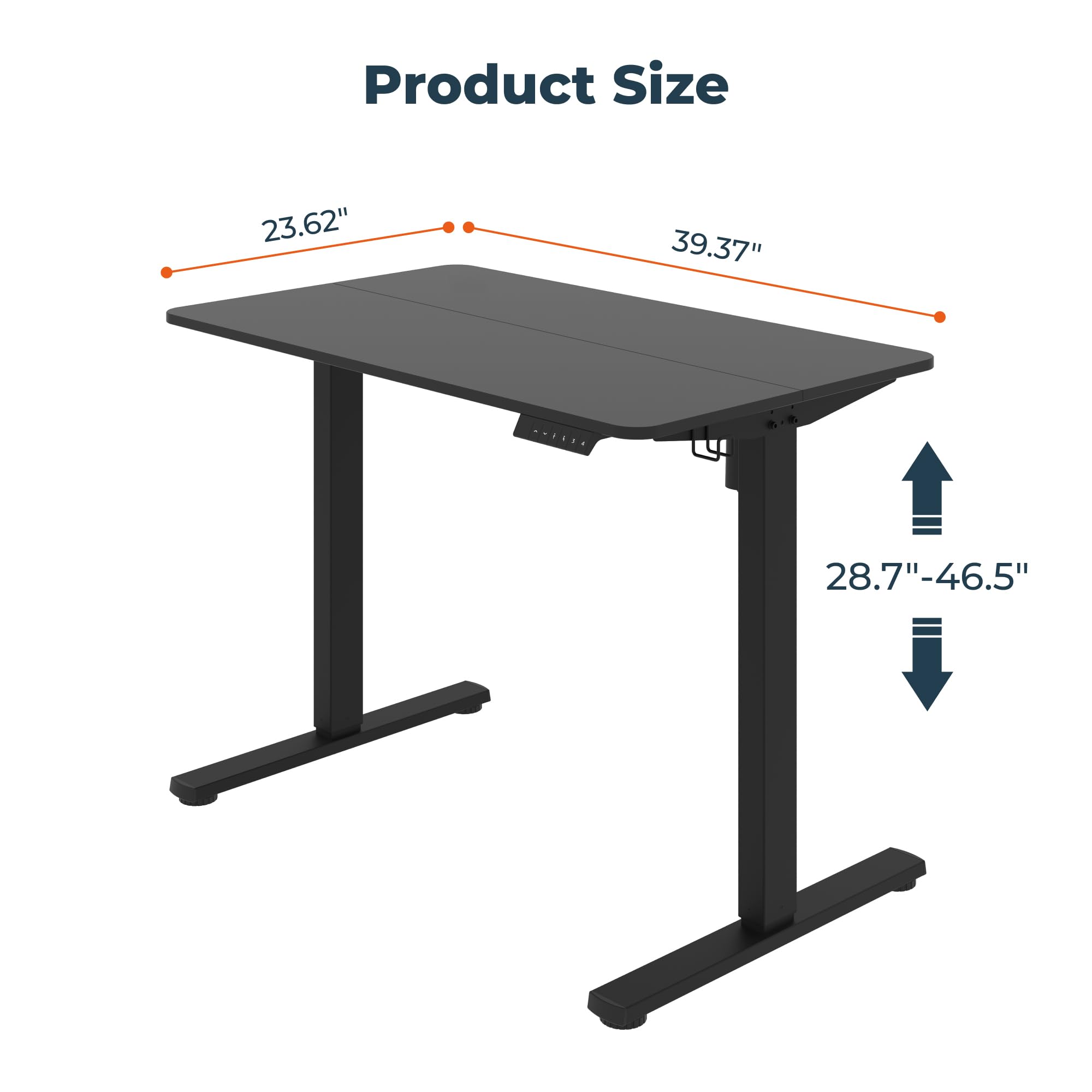 Adjustable Stand Up Desk - 40x24 Inches Memory Preset Height Adjustable Computer Workstation with Splice Black Top for Home Office & Remote Work | Ergonomic Standing Desk for Working from Home, Gaming & Study