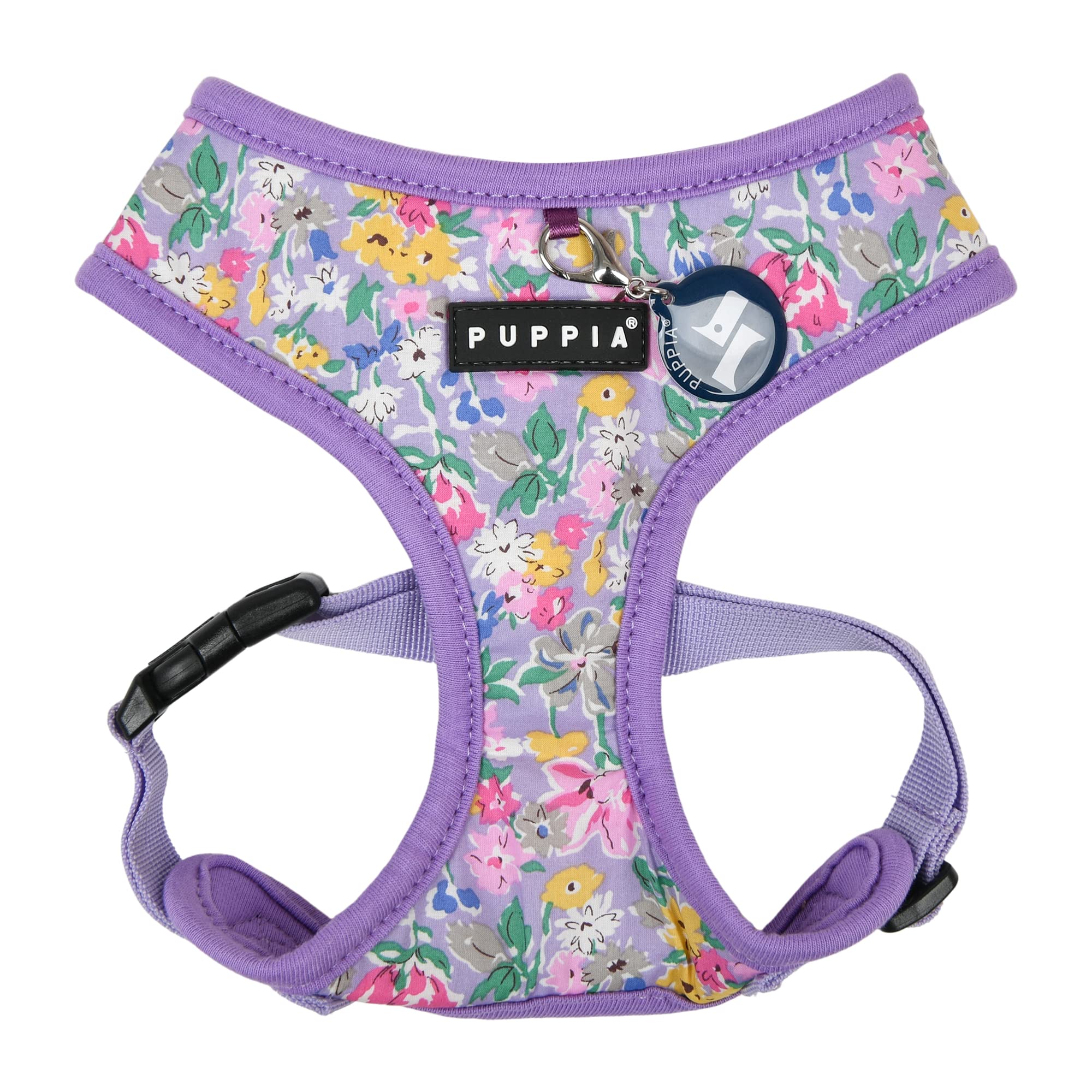 Puppia Spring & Summer Fashion Over-The-Head Dog Harness - Breathable Soft Mesh Vest for Small Medium Dogs - Adjustable Pet Safety Harness with Padded Chest - Purple Lita Color - Perfect for Walking, Hiking & Outdoor Adventures