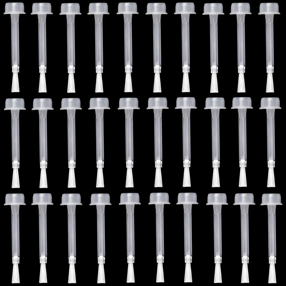 Minelife 30-Piece Dip Powder Replacement Brushes - Soft Plastic Bristles, White Round Nail Polish Brush for Base Coat, Top Coat & Gel Polish - Perfect for DIY Nail Art & Salon Manicures