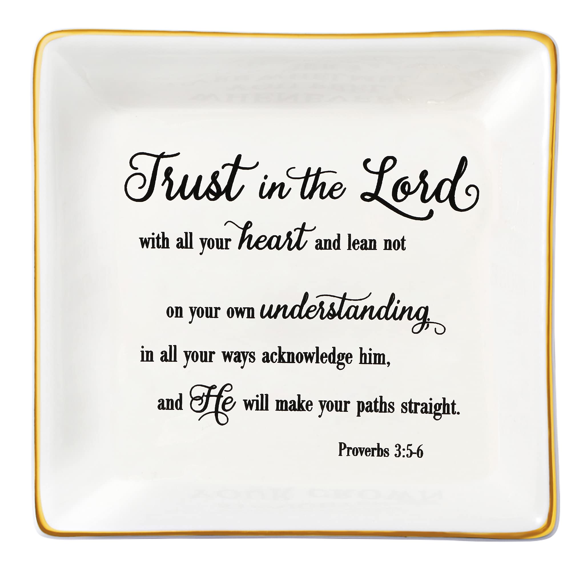 JoycuFF Inspirational Christian Jewelry Dish Tray - Religious Gift for Women, Motivational Present for Sister, Birthday/Thanksgiving/Christmas Decor - Perfect for Bible Study, Prayer Time & Home Décor