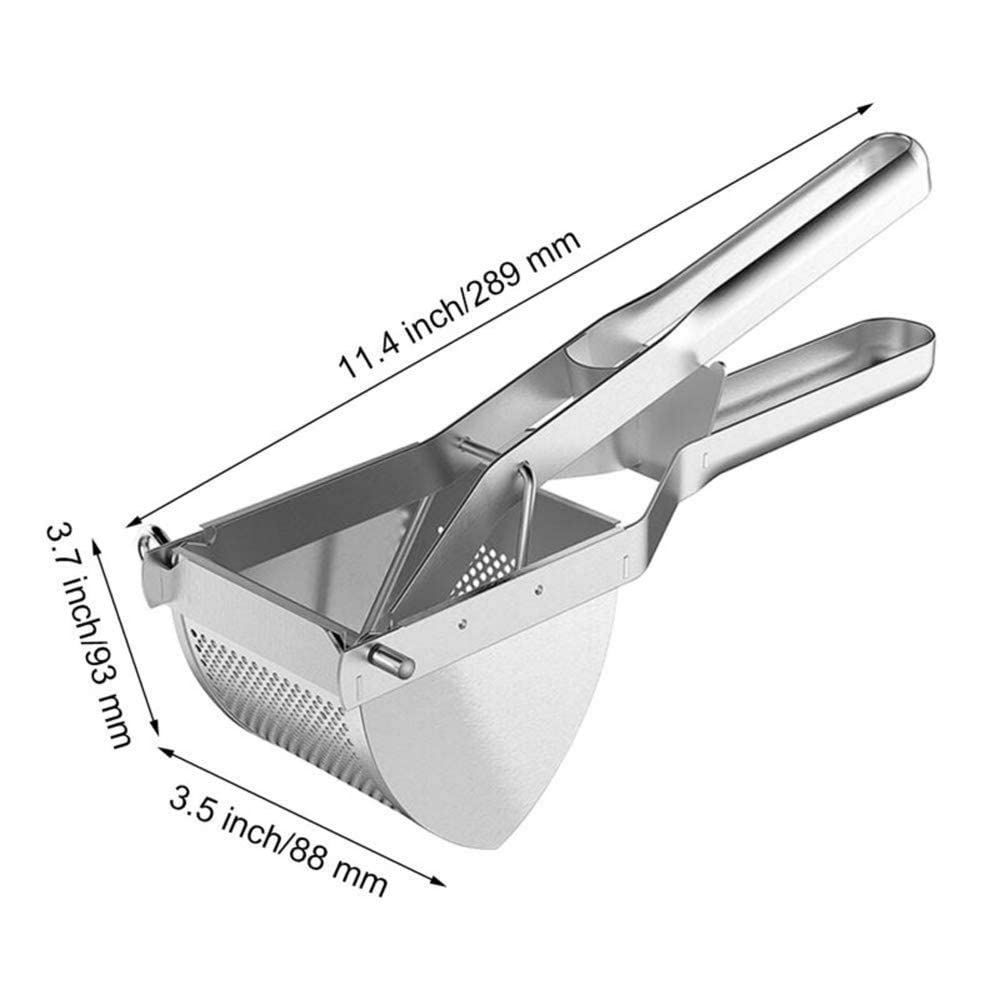 Premium Stainless Steel Potato Ricer & Masher - Heavy Duty Potato Press for Baby Food, Purees, Fruits & Vegetables | Multi-Functional Kitchen Tool for Juicing Lemons & More | Dishwasher Safe | Perfect for Homemade Baby Food, Smoothies & Healthy Cooking