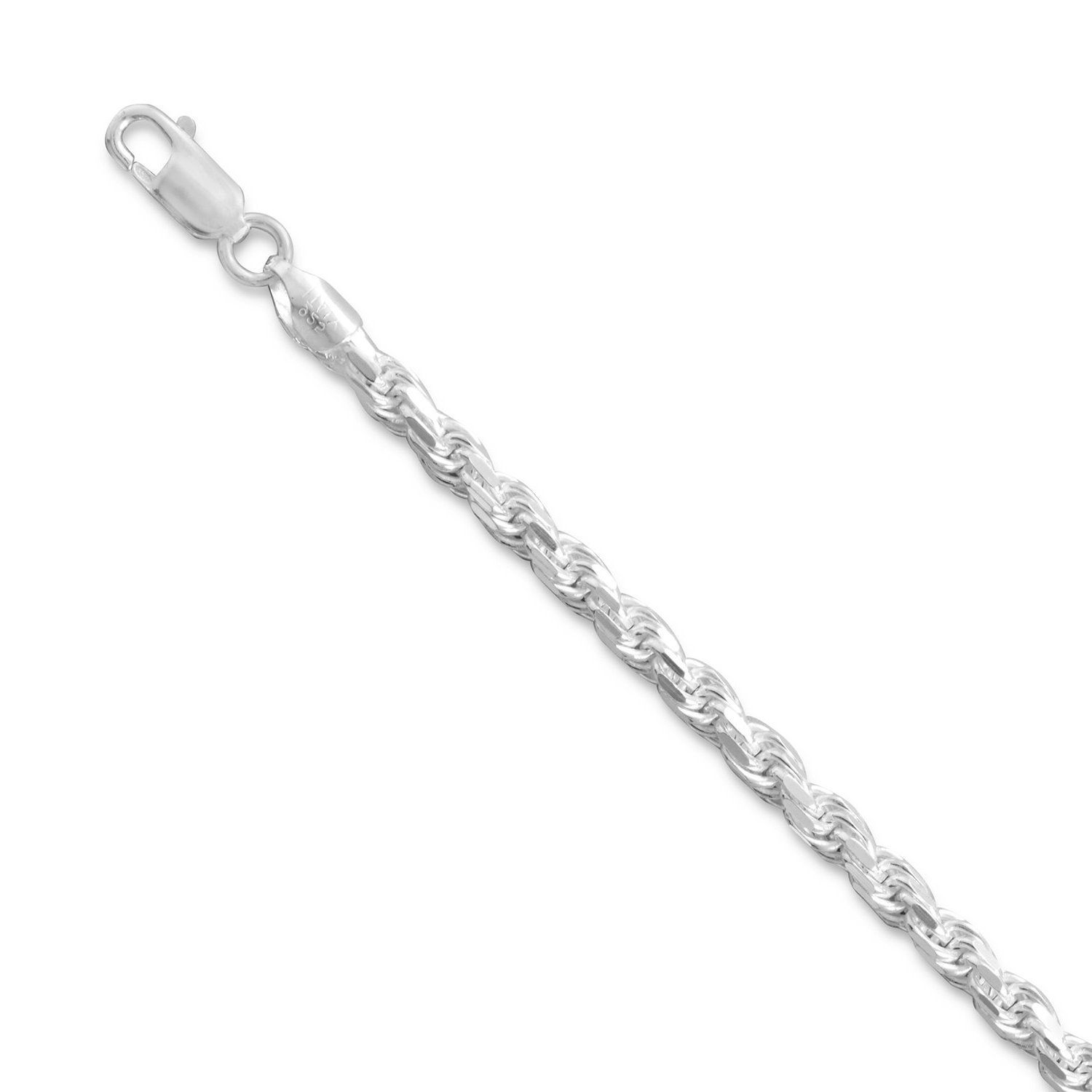 Diamond-Cut Sterling Silver Rope Chain Necklace 3.6mm Width - Elegant Jewelry for Women, Perfect for Everyday Wear & Special Occasions