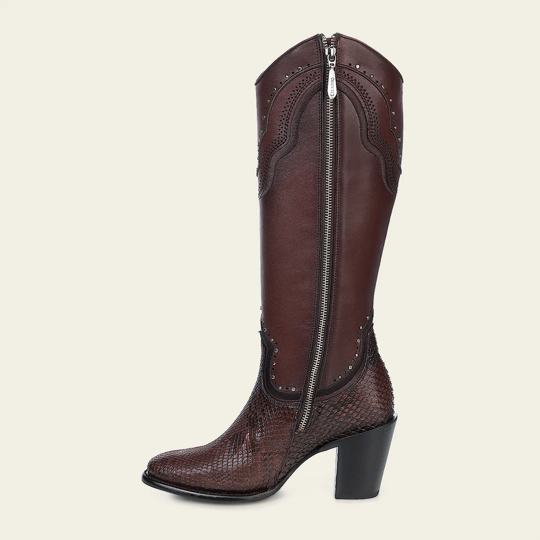 4V14PH Women's Cuadra Chocolate Western Cowgirl Python Leather Boots - Stylish & Comfortable for Rodeo, Country Dance & Cowgirl Fashion