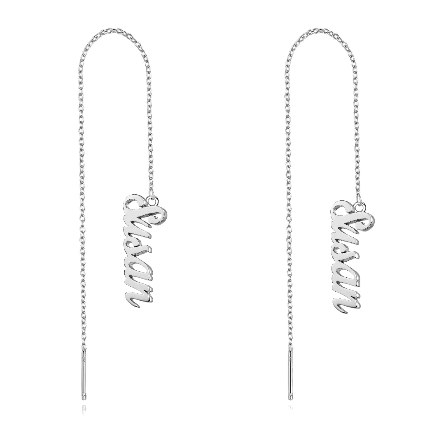 Custom Name Threader Earrings - Personalized Drop Earrings for Women with Any Names, Numbers & Symbols | Perfect for Gifts, Parties & Everyday Fashion