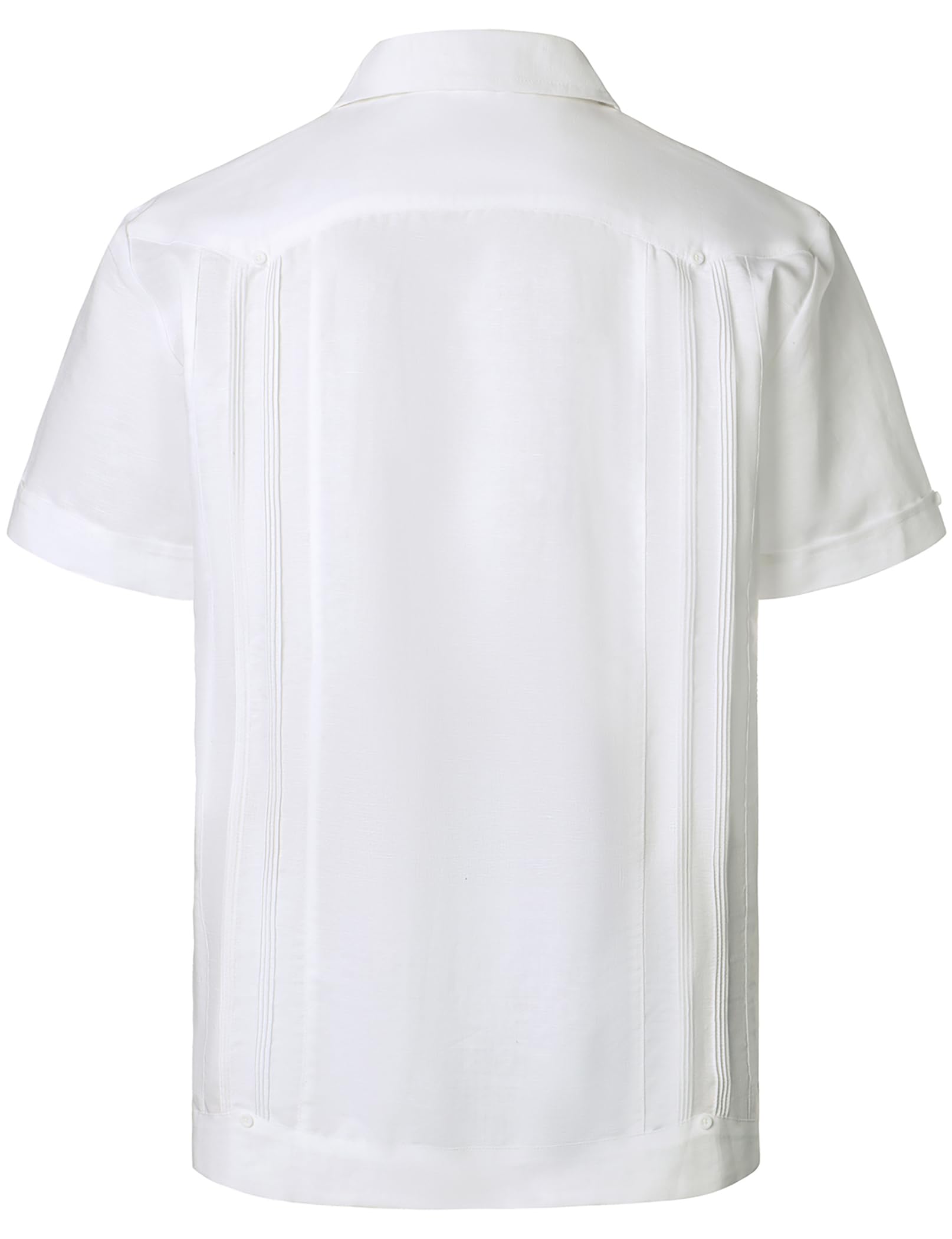 VATPAVE Men's Linen Cuban Guayabera Shirt - Casual Short Sleeve Button Down Shirt for Summer | Beach Wedding, Vacation & Tropical Outfit