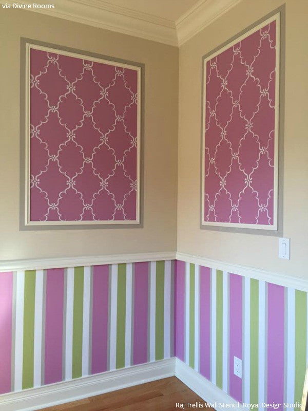 Raj Trellis Indian Wall Stencil - DIY Home Decor Stencil for Wall Painting, Mehndi & Mandala Art - Perfect for Bedroom, Living Room, and Nursery Wall Designs