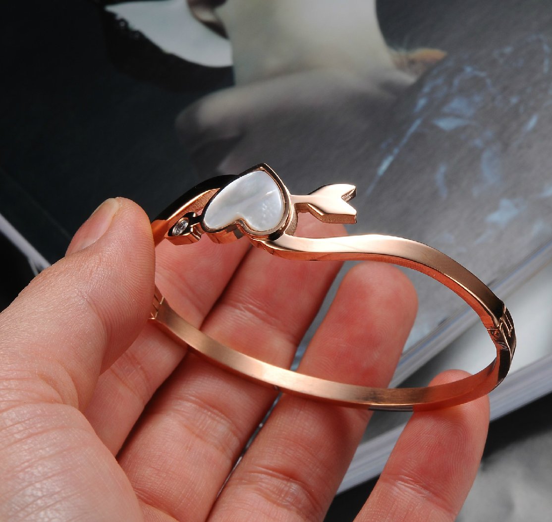 Rose Gold Plated Heart & Arrow Crystal Bracelet for Women - Elegant Jewelry Gift for Valentine's Day, Anniversary & Special Occasions