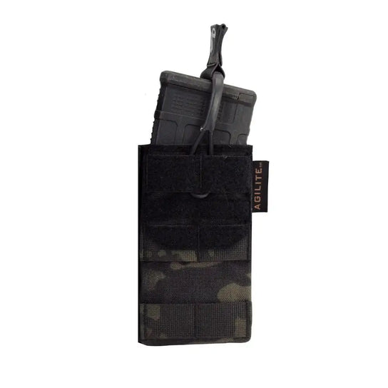 Agilite AG1 5.56 Single Magazine Pouch - Tactical Molle-Compatible Rifle Magazine Holder for AR-15, M4 - Perfect for Military, Law Enforcement & Airsoft Use