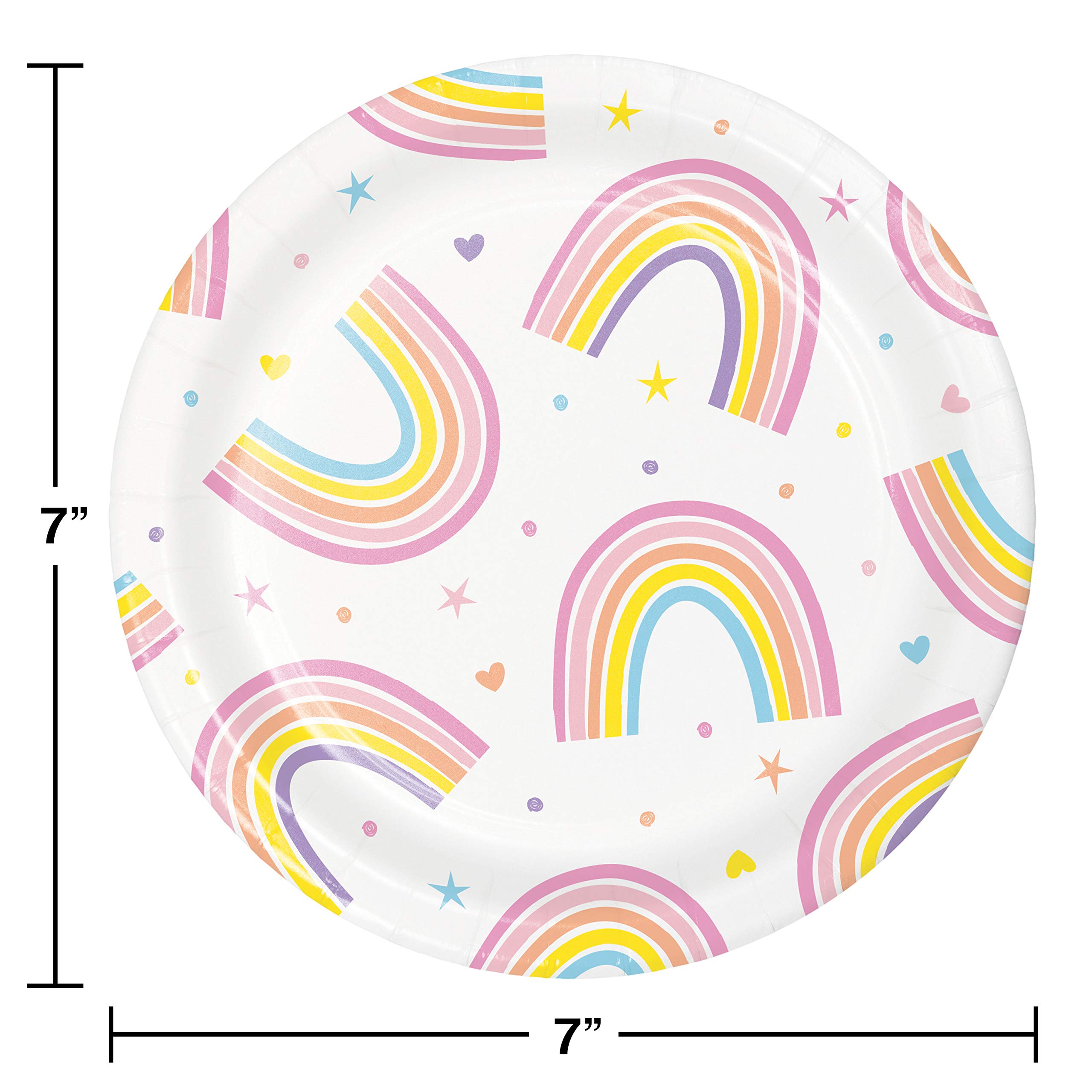 Happy Rainbow Dessert Plates - 8 Pack Colorful Party Plates for Birthday, Baby Shower & Celebration - Durable & Eco-Friendly Disposable Tableware