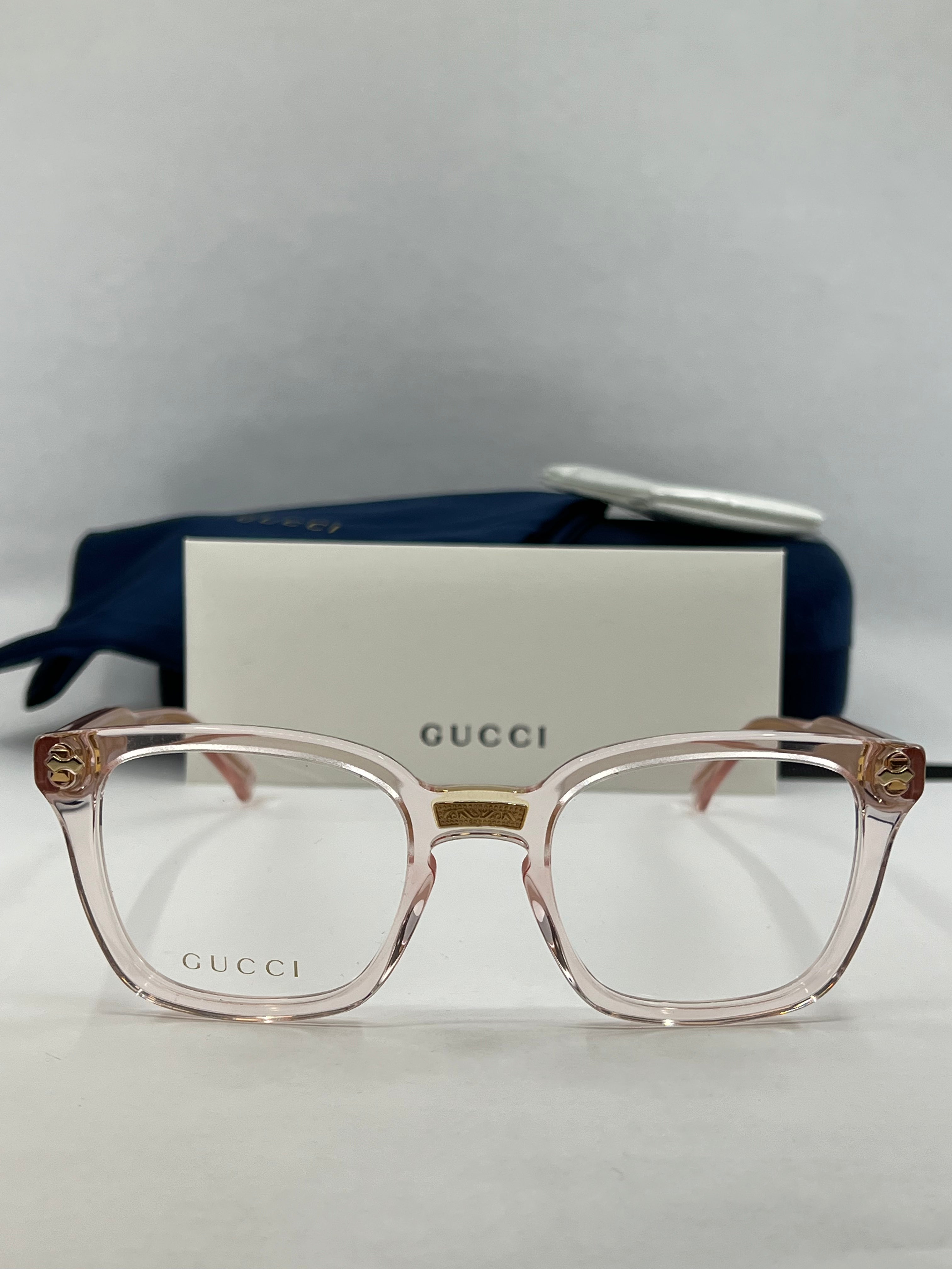 Gucci GG0184O Clear Pink Square Sunglasses for Women - UV Protection Fashion Eyewear - Perfect for Summer, Beach, and Outdoor Activities