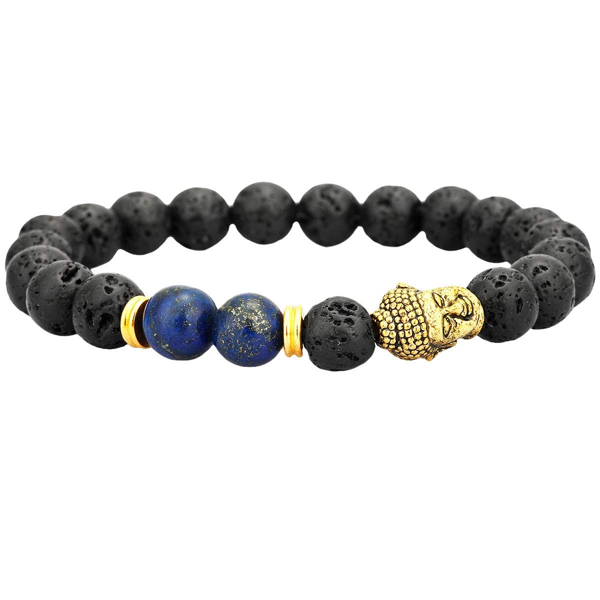 8mm Natural Lava Rock Beads Bracelet for Men & Women - 7 Chakra Yoga Meditation Essential Oil Diffuser Jewelry - Perfect for Aromatherapy, Spiritual Healing, and Daily Wear