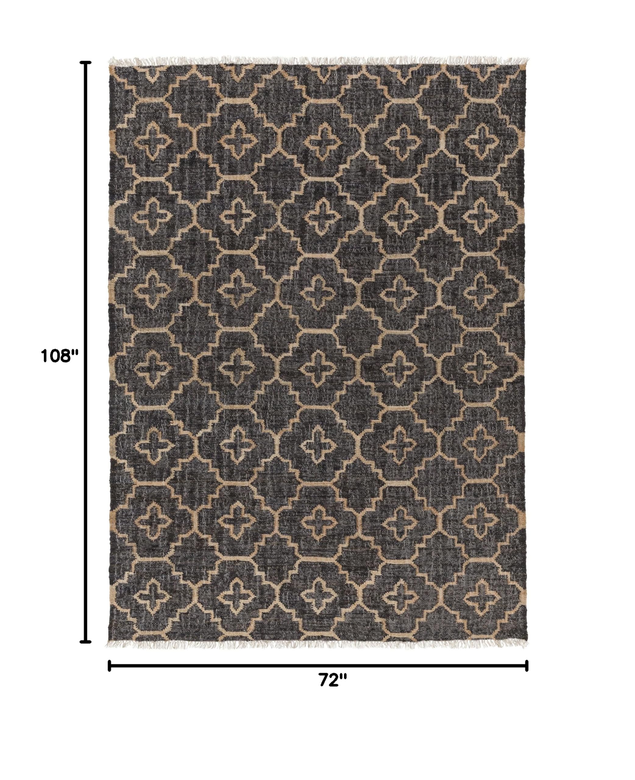 Chosovi Hand-Knotted 6' x 9' Area Rug in Black & Neutral Tones - Perfect for Living Room, Bedroom or Office Decor
