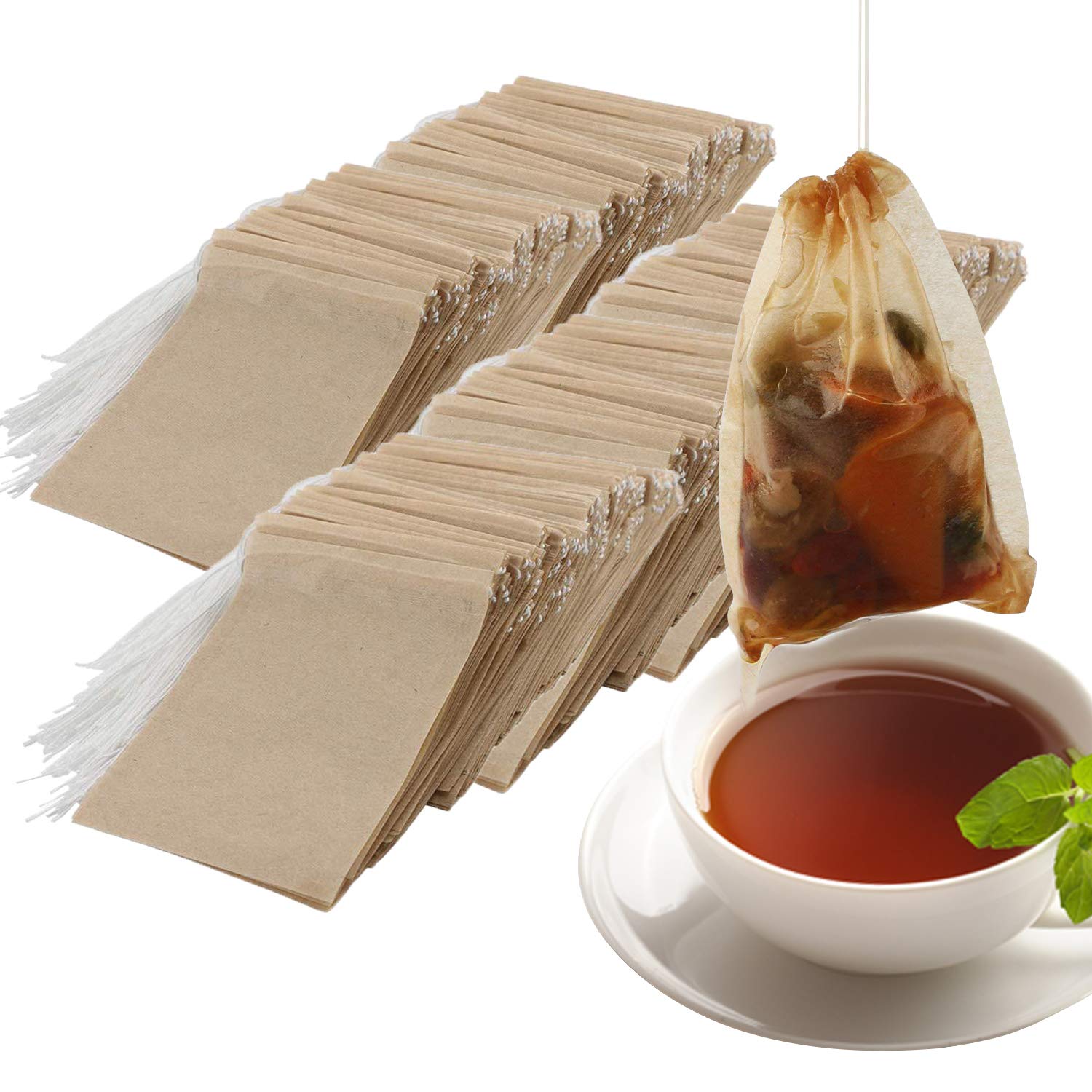 NEPAK 600 Pcs Disposable Tea Bags with Drawstring - Empty Tea Filter Bags for Loose Leaf Tea (2.36 x 3.15 Inch) - Perfect for Home Brewing, Iced Tea & DIY Herbal Blends
