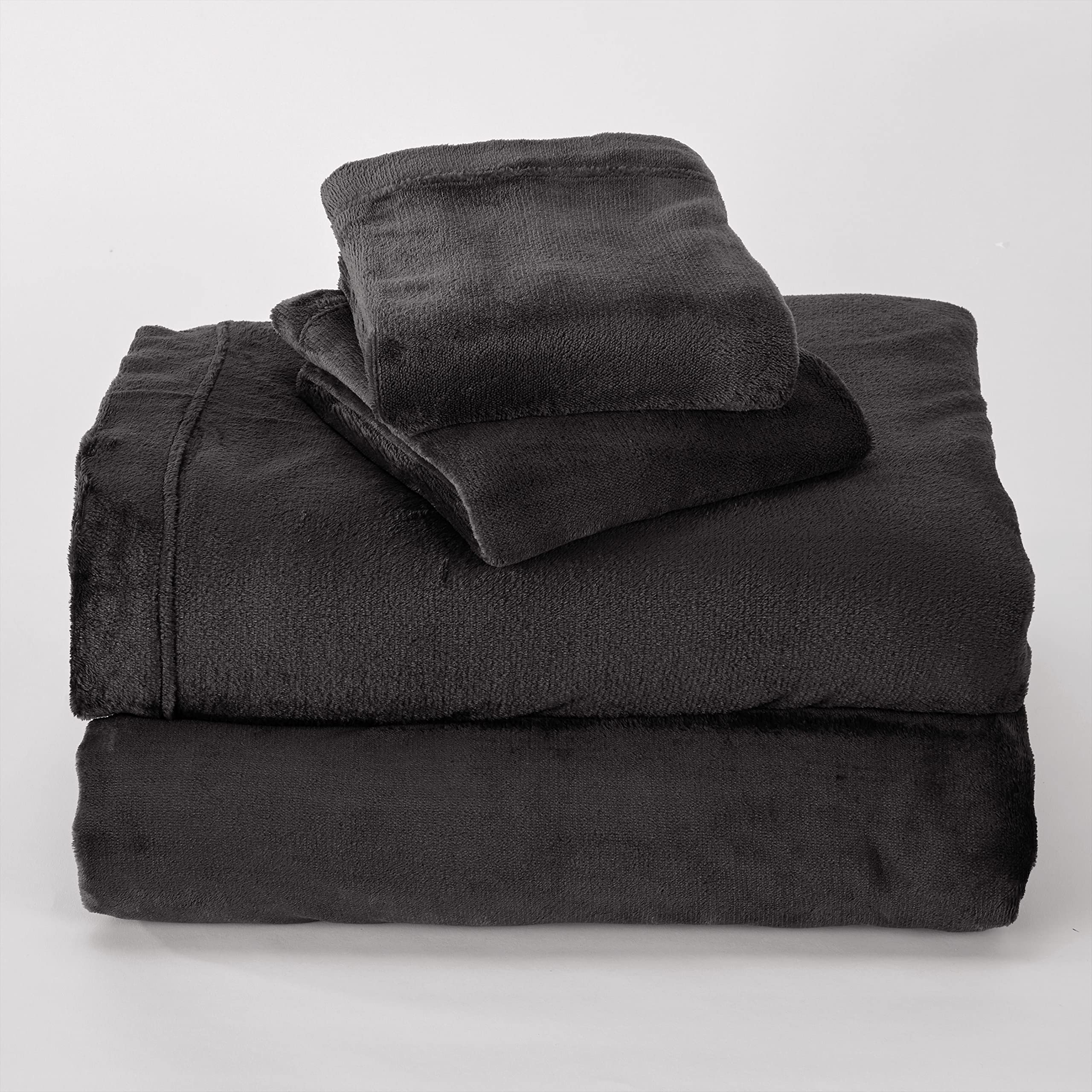 Ultra Soft Micro Fleece Sheets Set with Deep Pockets - King Size Black Bedding for Winter | Velvet Plush Polar Fleece Blanket | Cozy Warm Tribeca Collection | Perfect for Cold Nights & Luxury Bedrooms