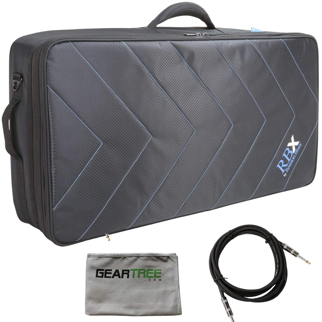 RBXPB-3216 32x16 Inch Professional Pedalboard Gear Case with Soft Cloth & Cable Storage - Perfect for Guitarists, Musicians & Live Performances